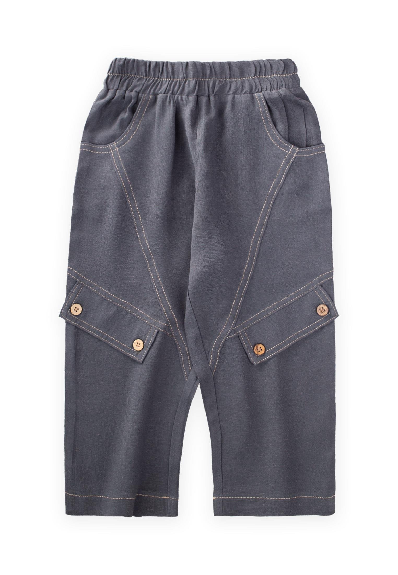 CigitDizi Kapaklı Keten Pantolon 2-7 Yaş ANTRASİT