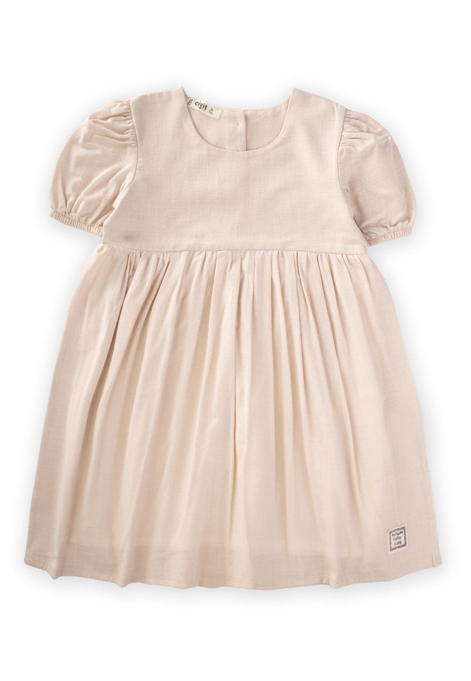 CigitÇiçek Taşlı Elbise 2-7 Yaş EKRU