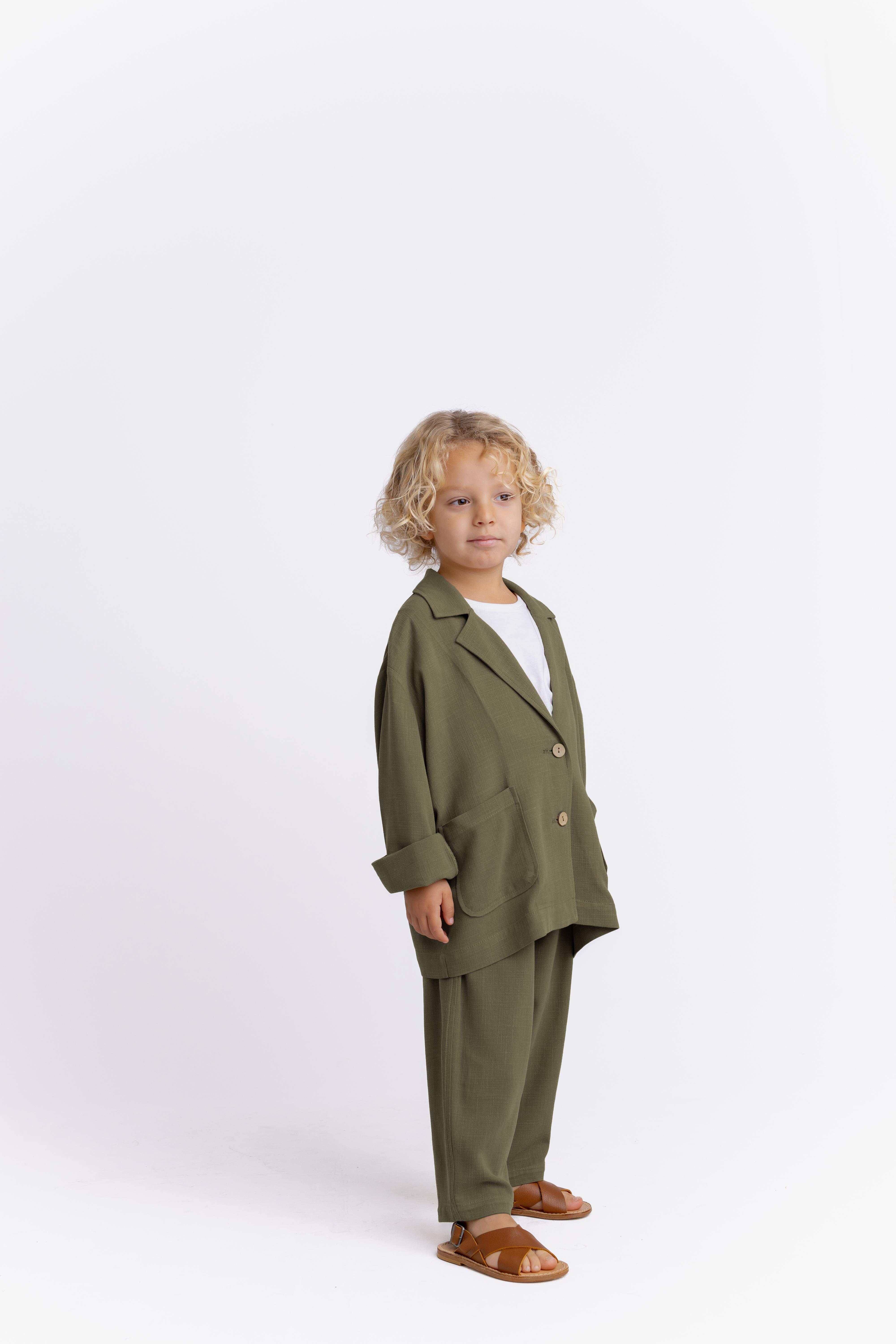 CigitKeten Blazer Ceket 2-7 Yaş HAKİ YEŞİL