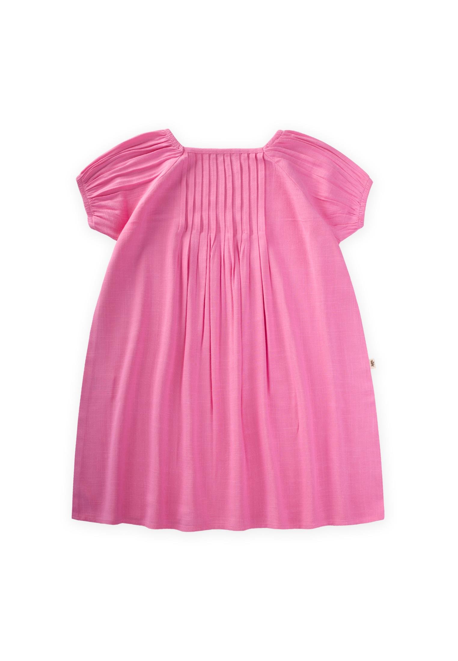 CigitNervüllü Keten Elbise 2-7 Yaş PEMBE