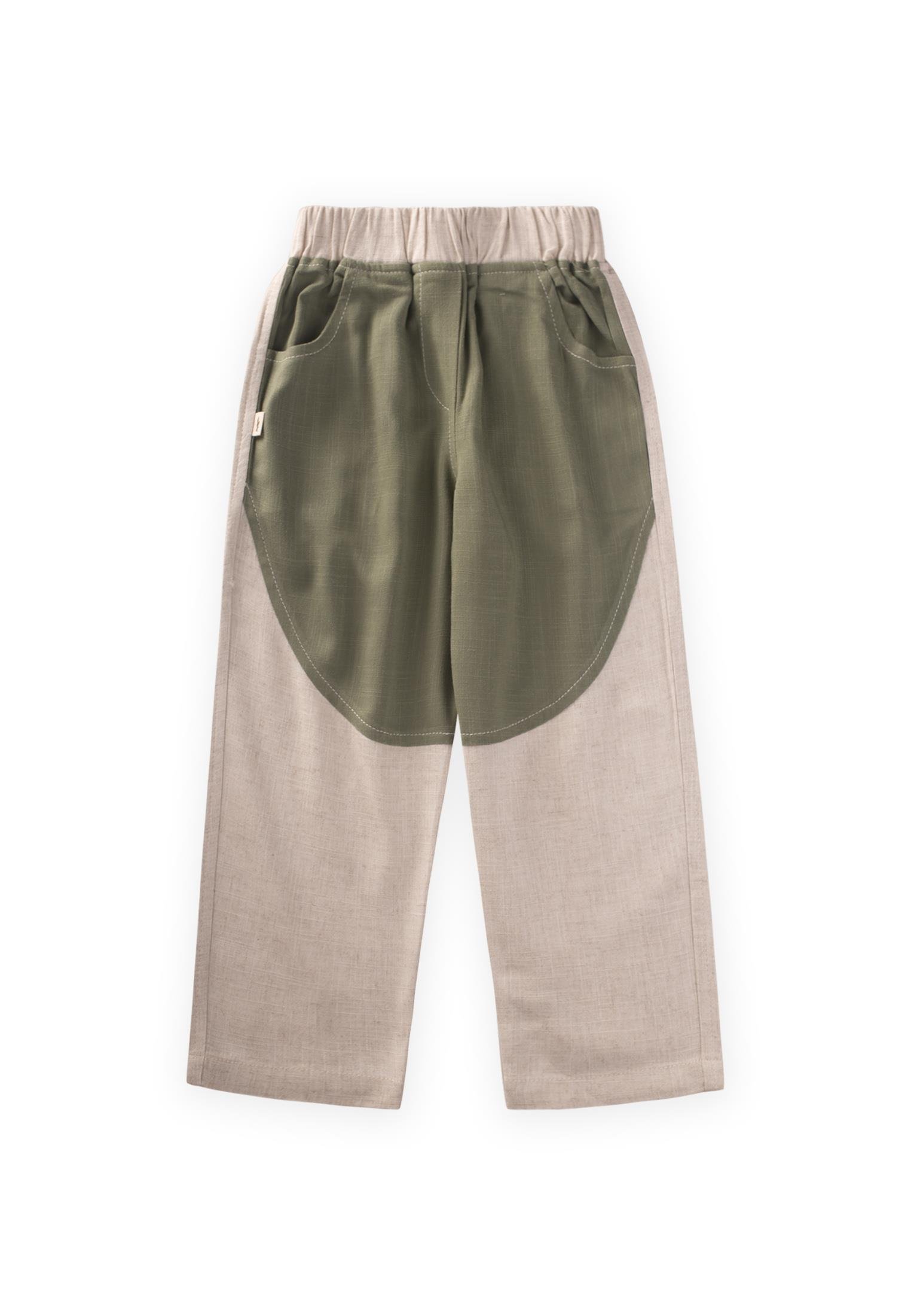 Cigitİki Renkli Keten Pantolon 2-7 Yaş HAKİ YEŞİL