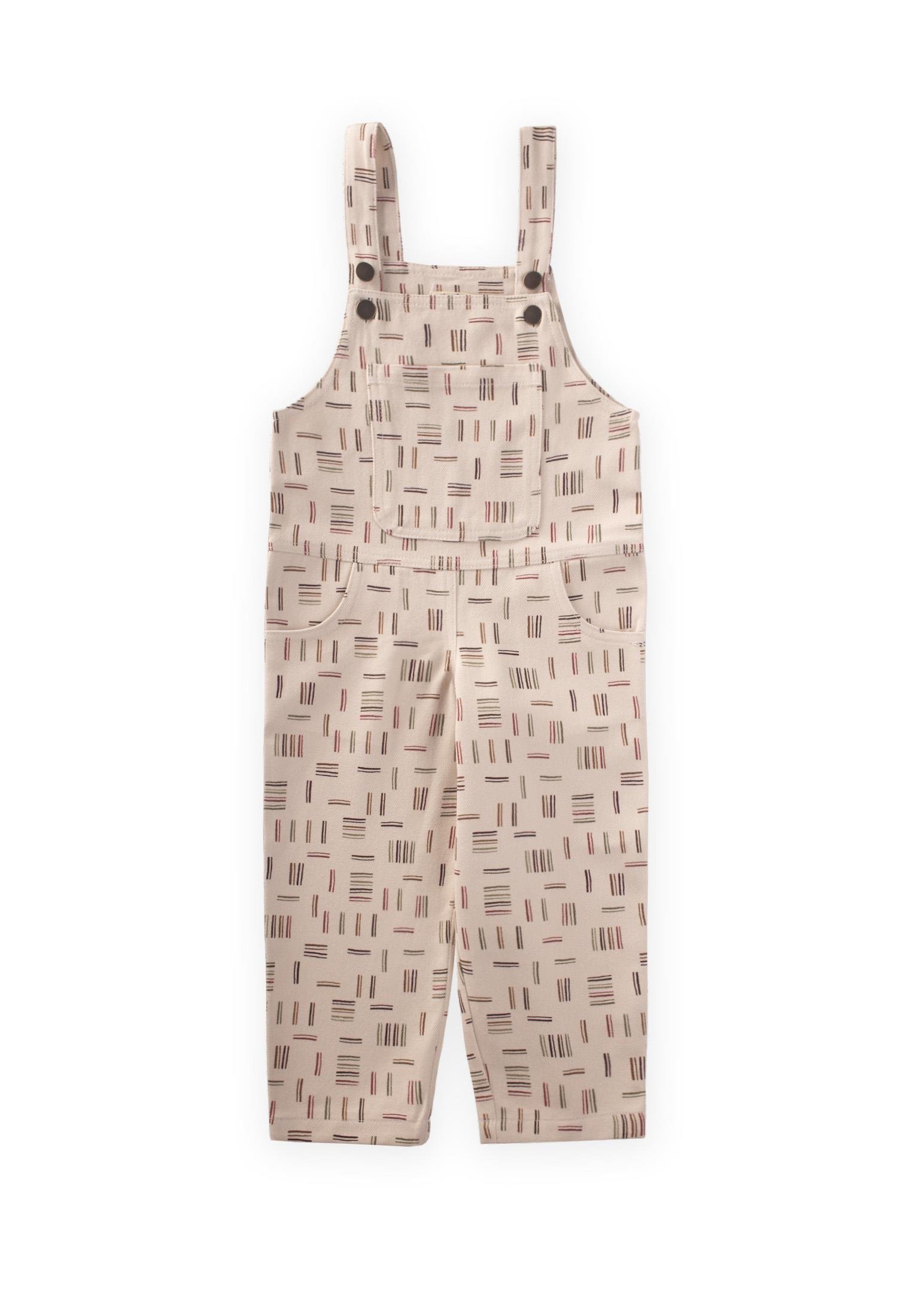 CigitDesenli Gabardin Salopet 2-7 Yaş EKRU ÇİZGİLİ