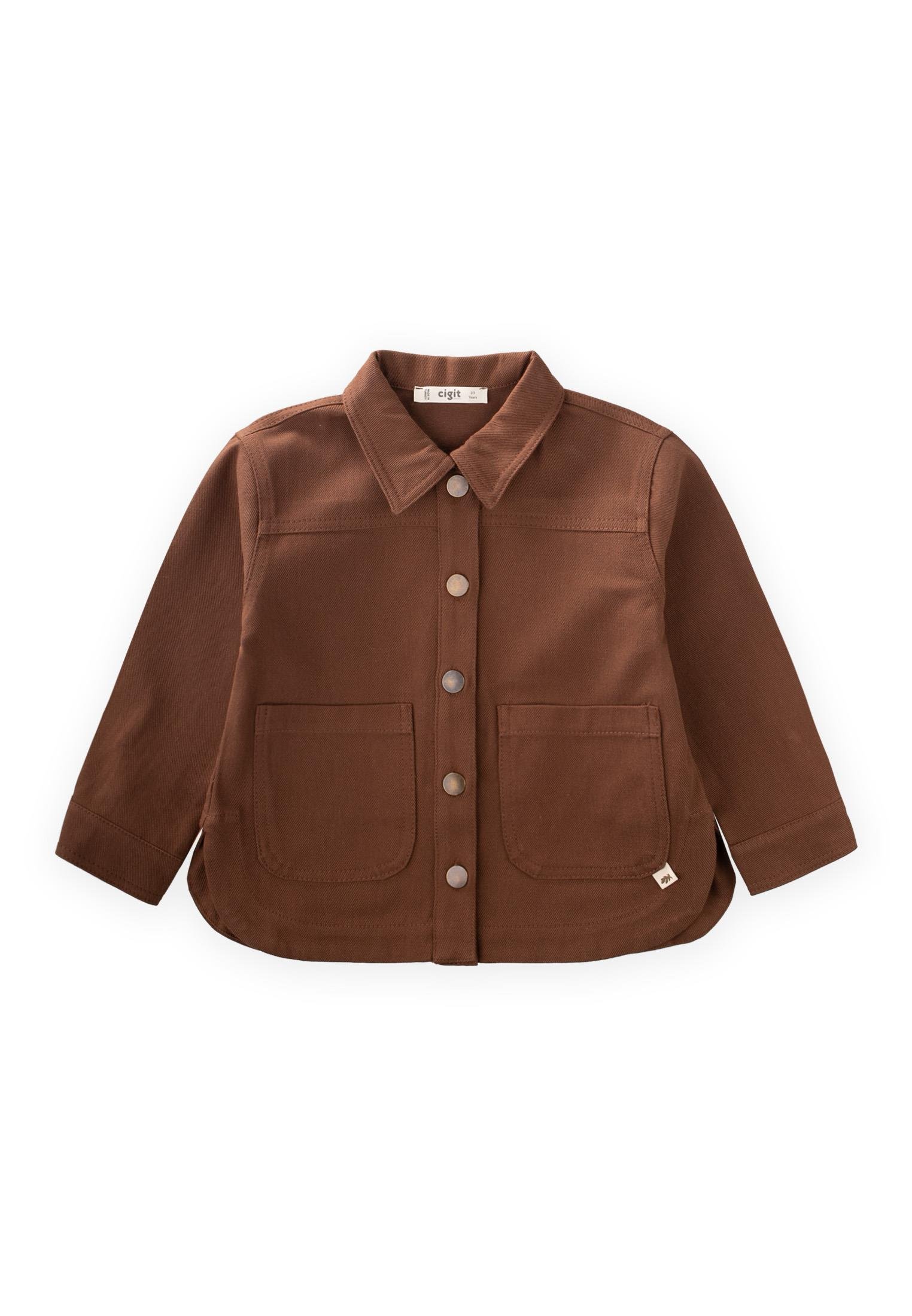 CigitGabardin Ceket 3-14 Yaş KAHVE