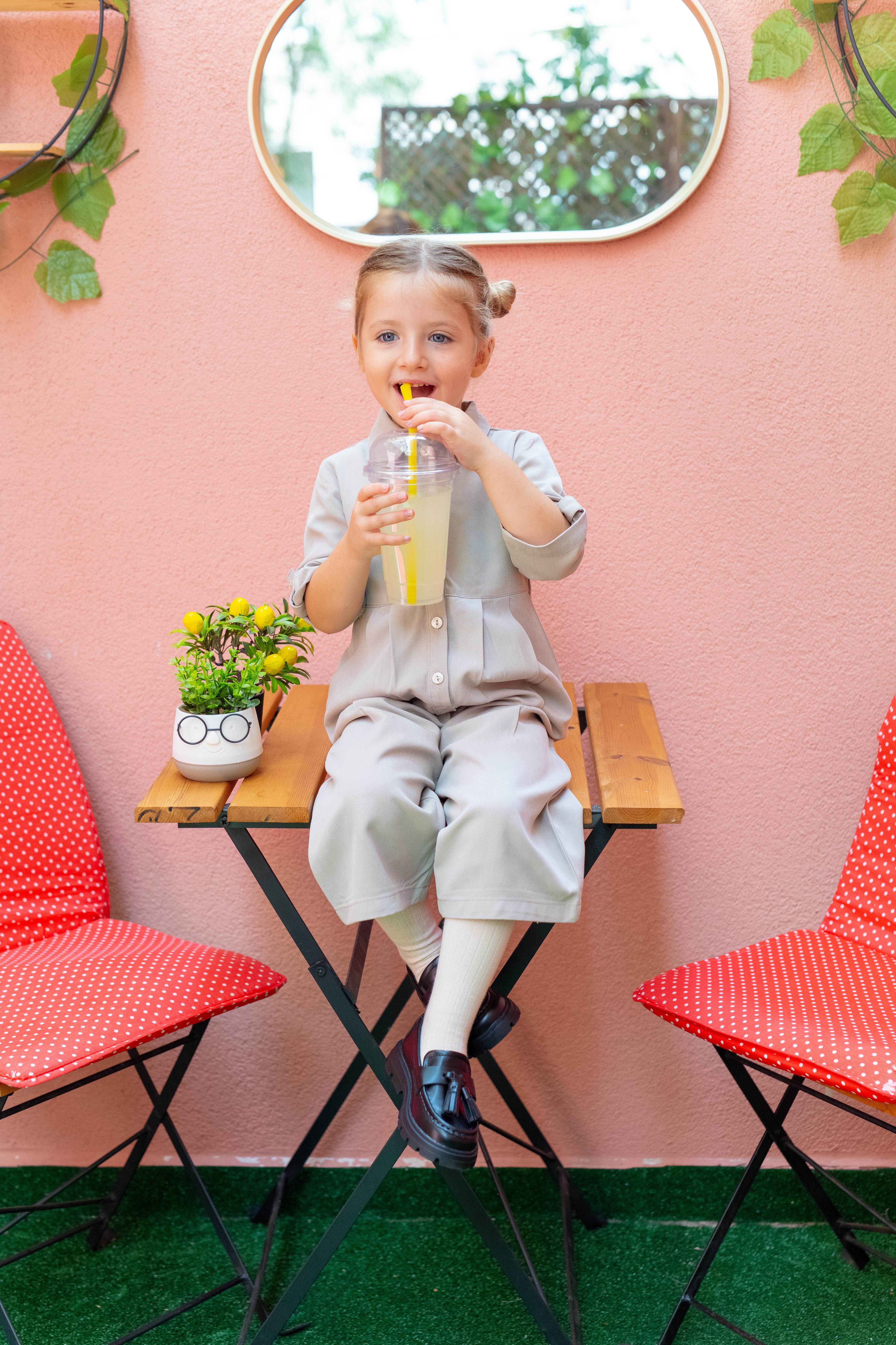 CigitYakalı Pileli Tencel Tulum 2-7 Yaş BEJ