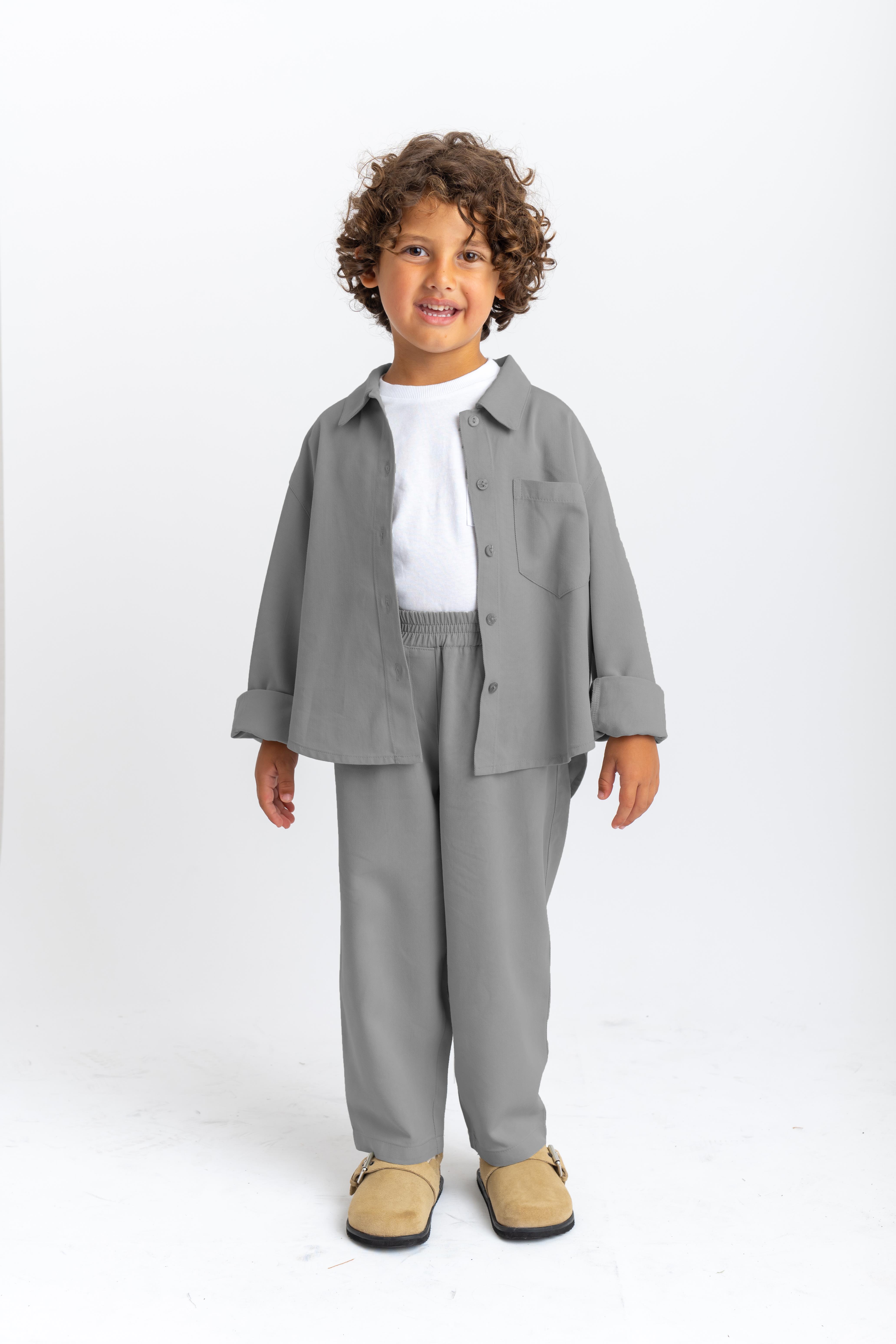 CigitBalon Pantolon Gömlek Takım 2-7 Yaş GRİ