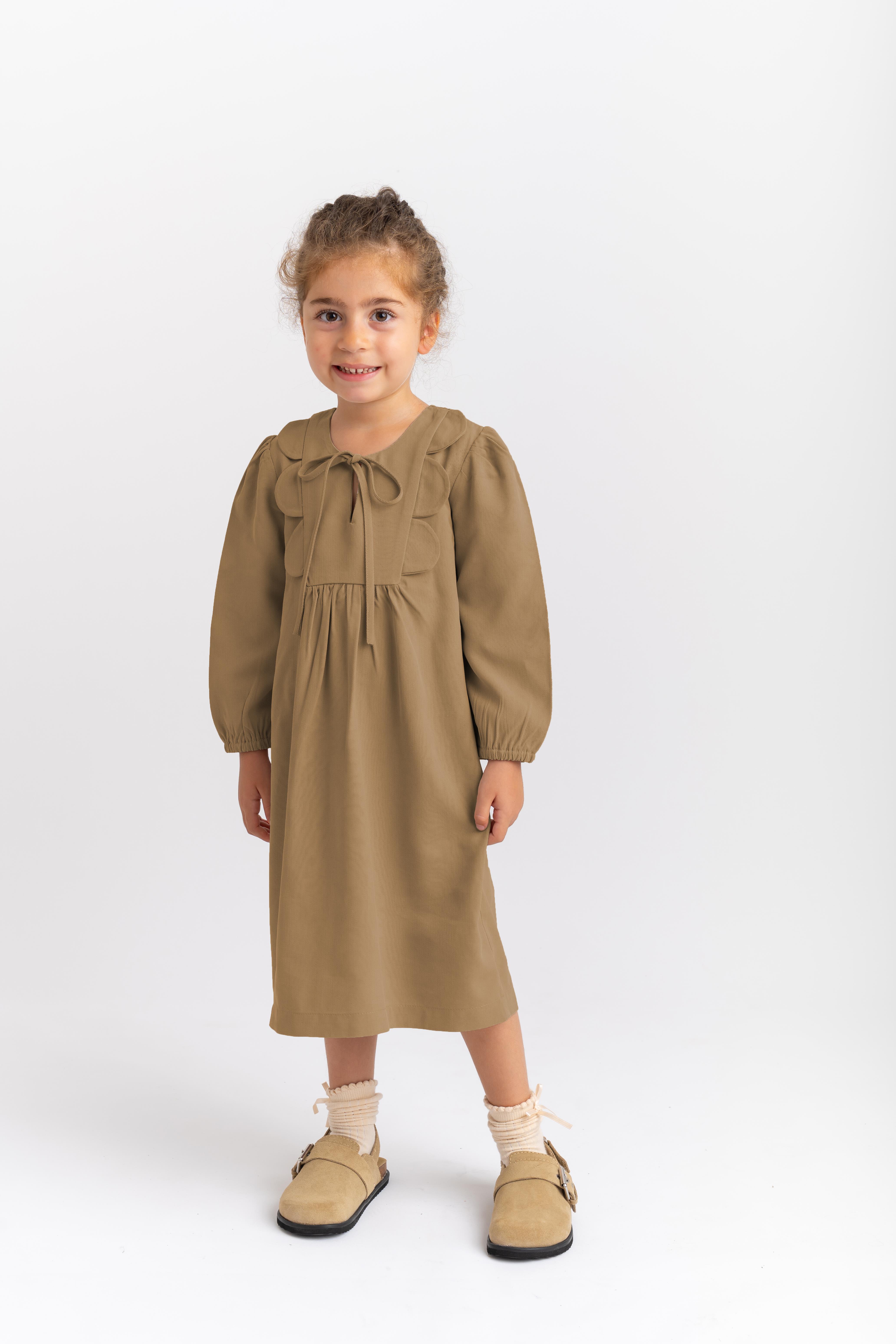 CigitPapatya Tencel Elbise 2-7 Yaş CAMEL