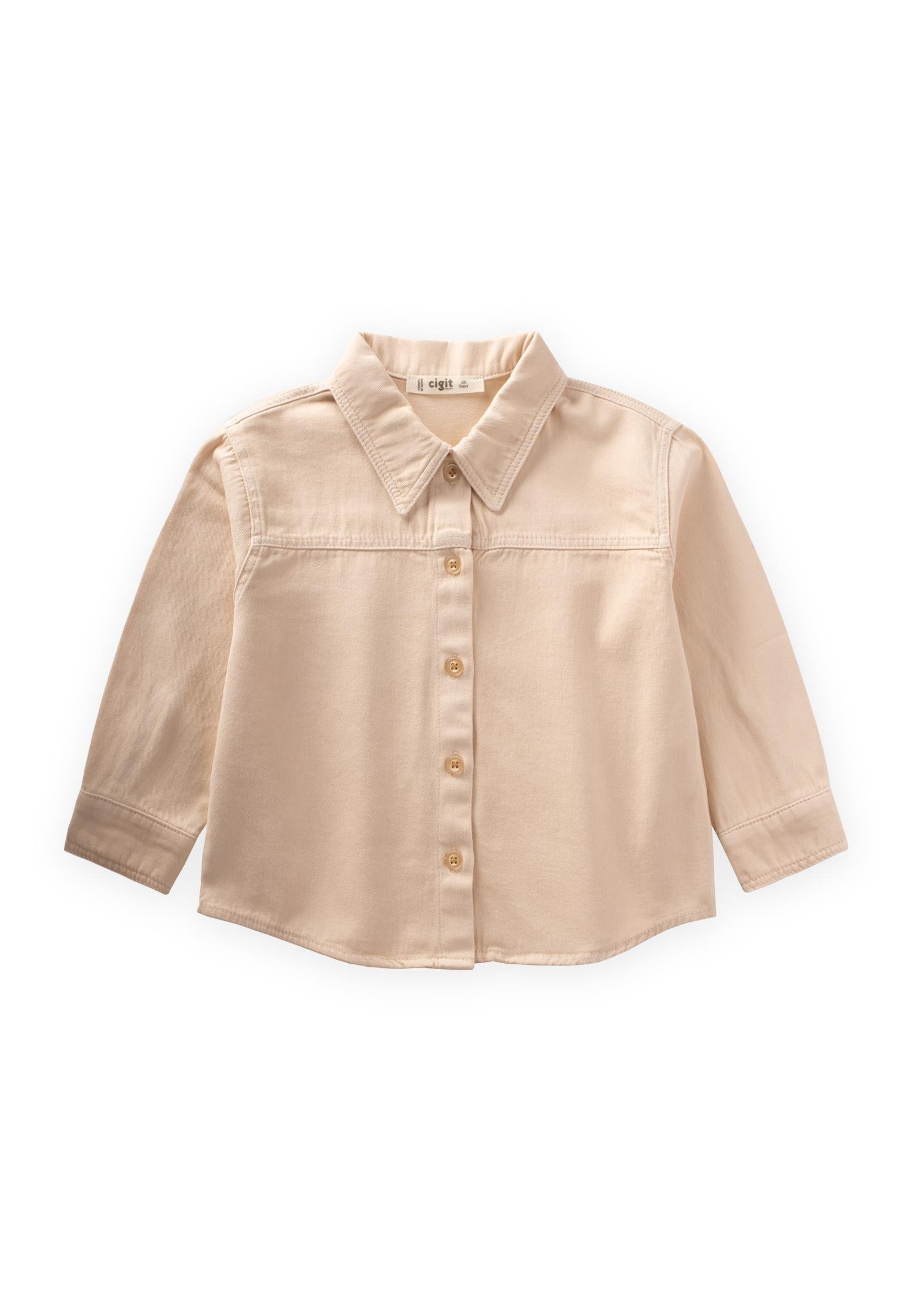 CigitTek Cepli Gabardin Gömlek 2-7 Yaş BEJ