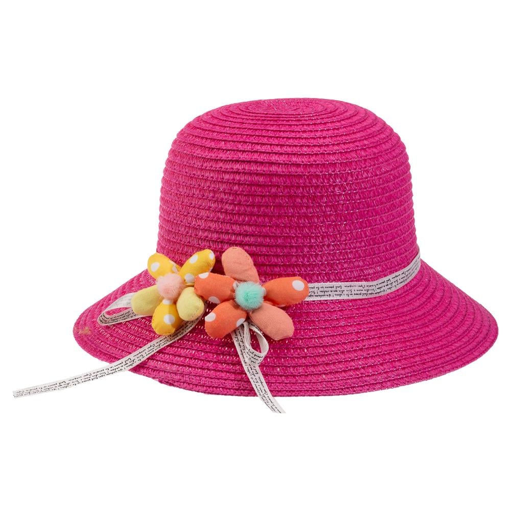 CigitÇiçekli Hasır Kız Bebe Şapka 1-3 Yaş FUŞYA