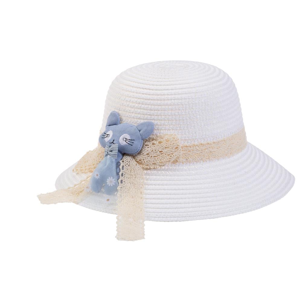 CigitKedili Hasır Kız Şapka 1-3 Yaş BEYAZ