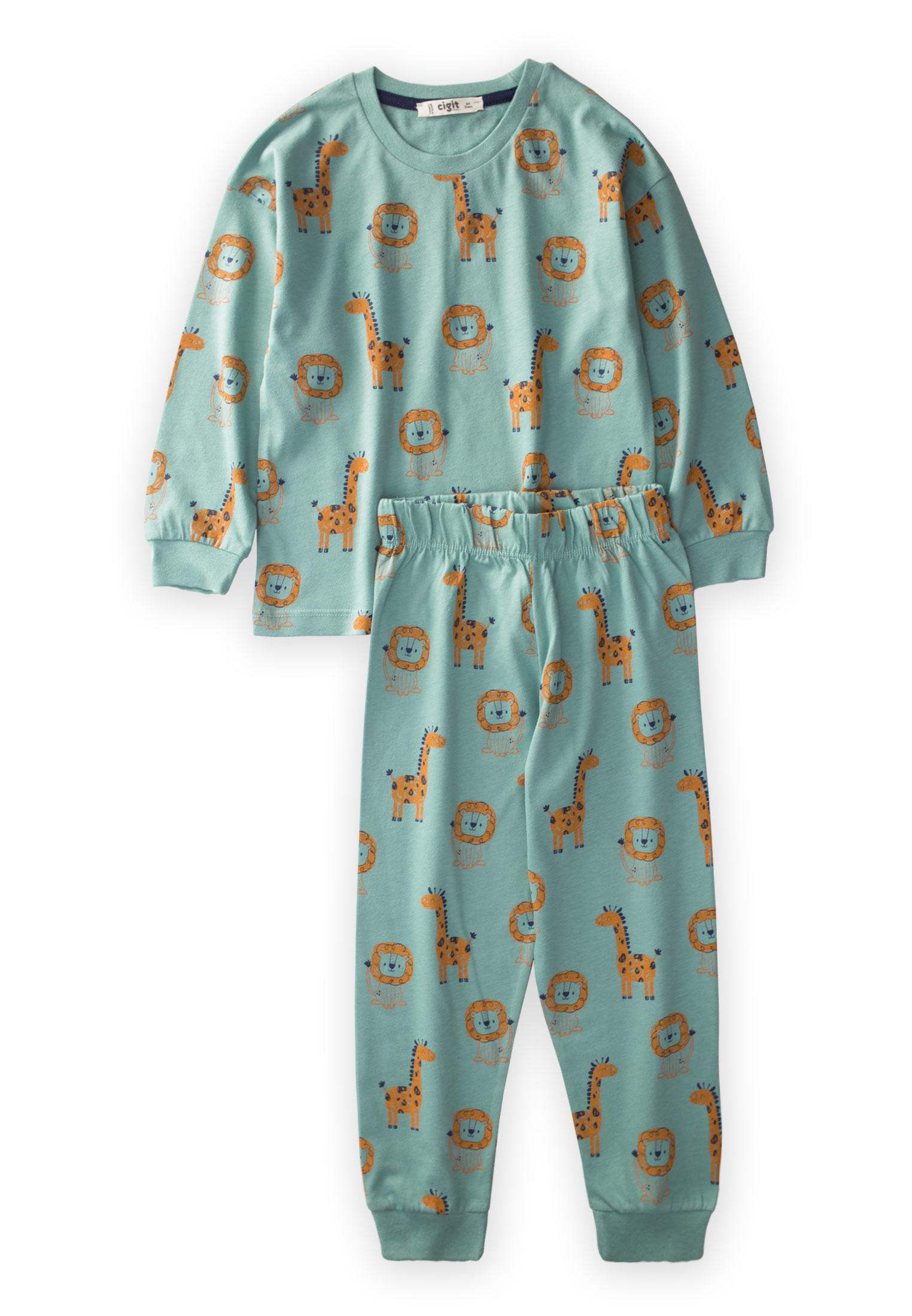 CigitDesenli Pijama Takım 3-8 Yaş ÇAĞLA YEŞİLİ