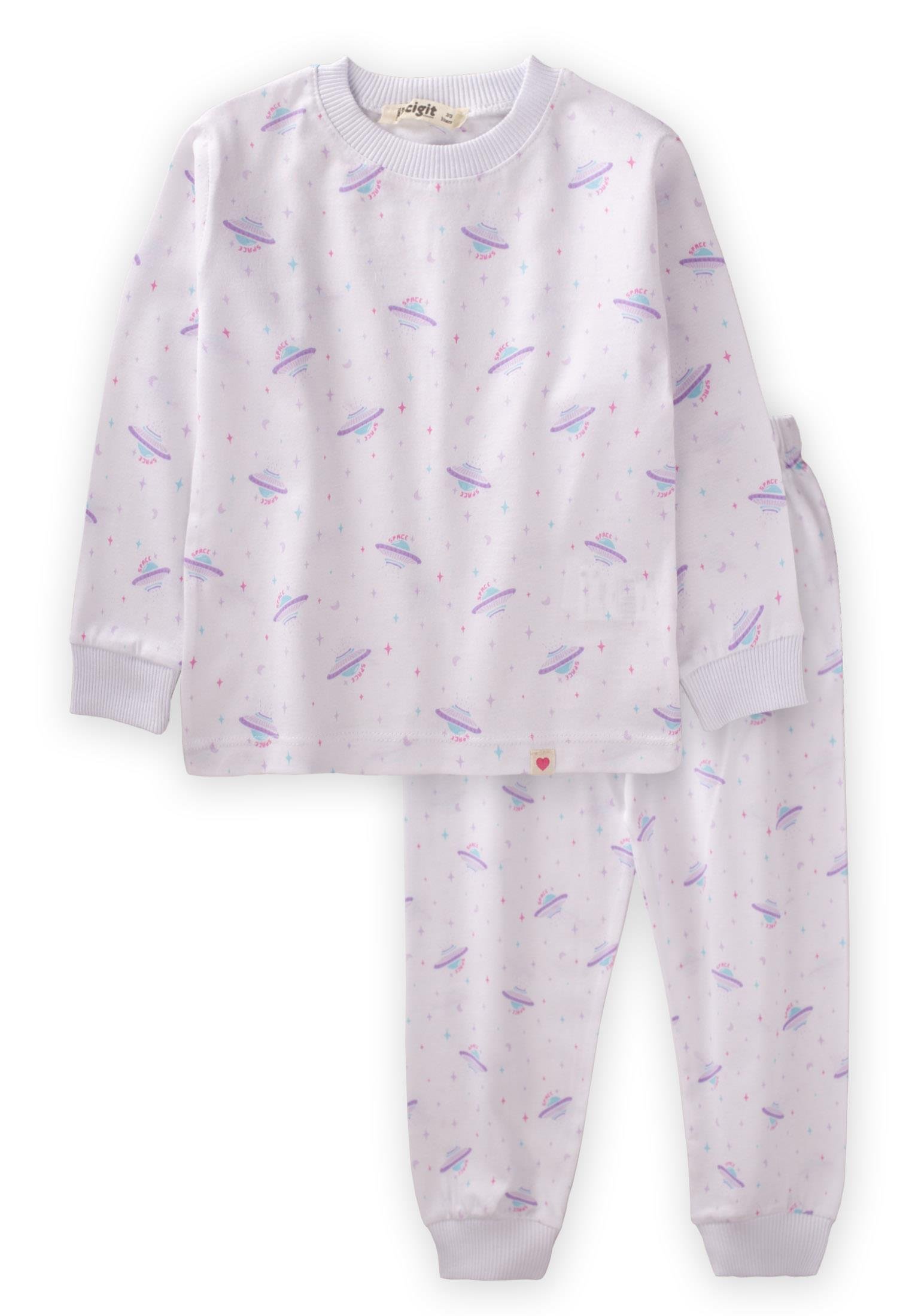 CigitDesenli Pijama Takım 1-5 Yaş Uzay Baskılı