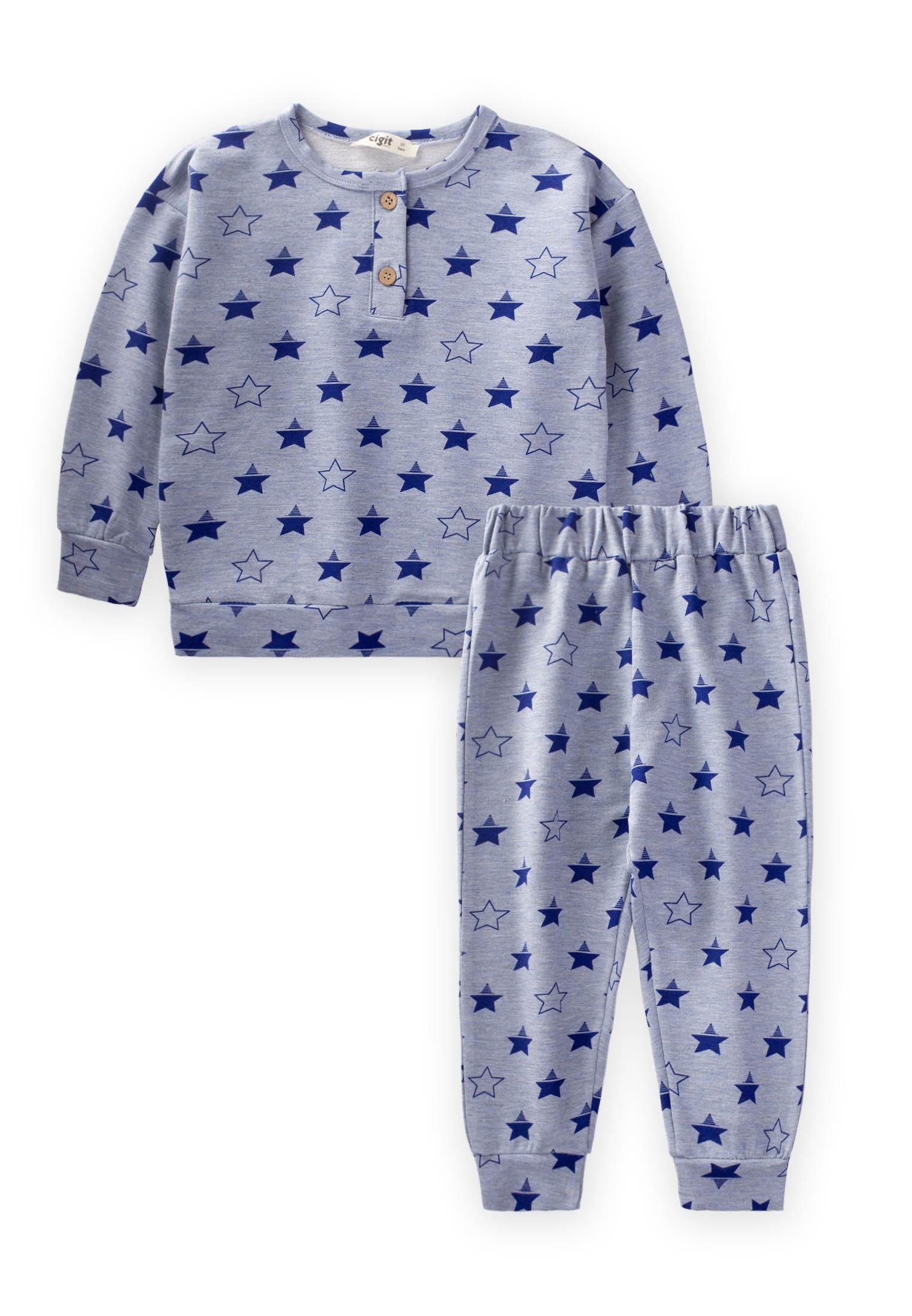 CigitDesenli Pijama Takım 2-10 Yaş YILDIZ DESEN