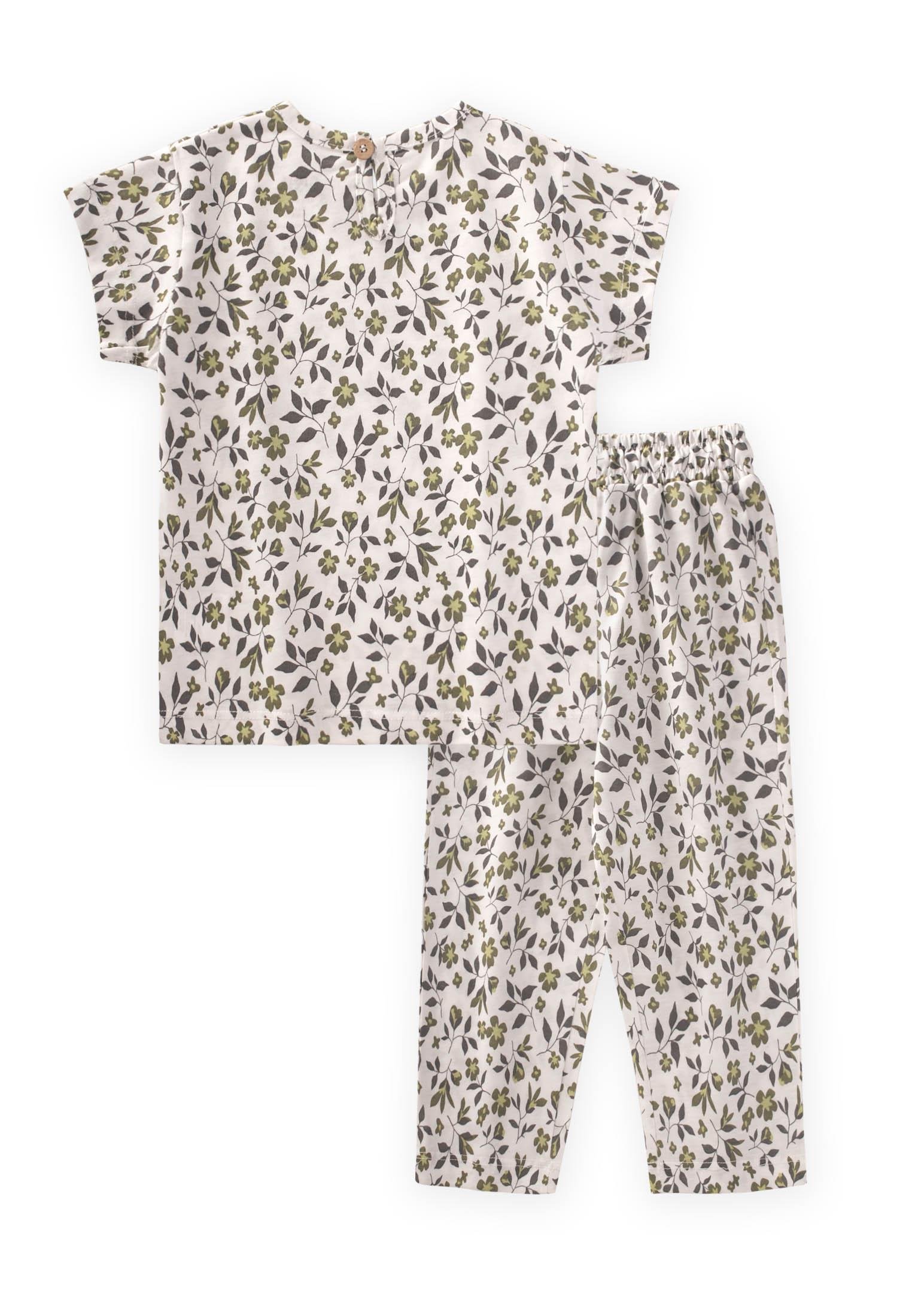 CigitDesenli Pijama Takım 1-7 Yaş KIRIK BEYAZ