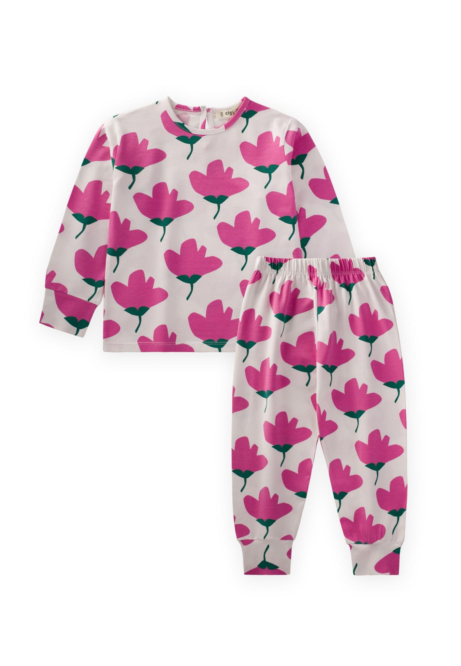 CigitDesenli Pijama Takım 2-10 Yaş LALE DESEN