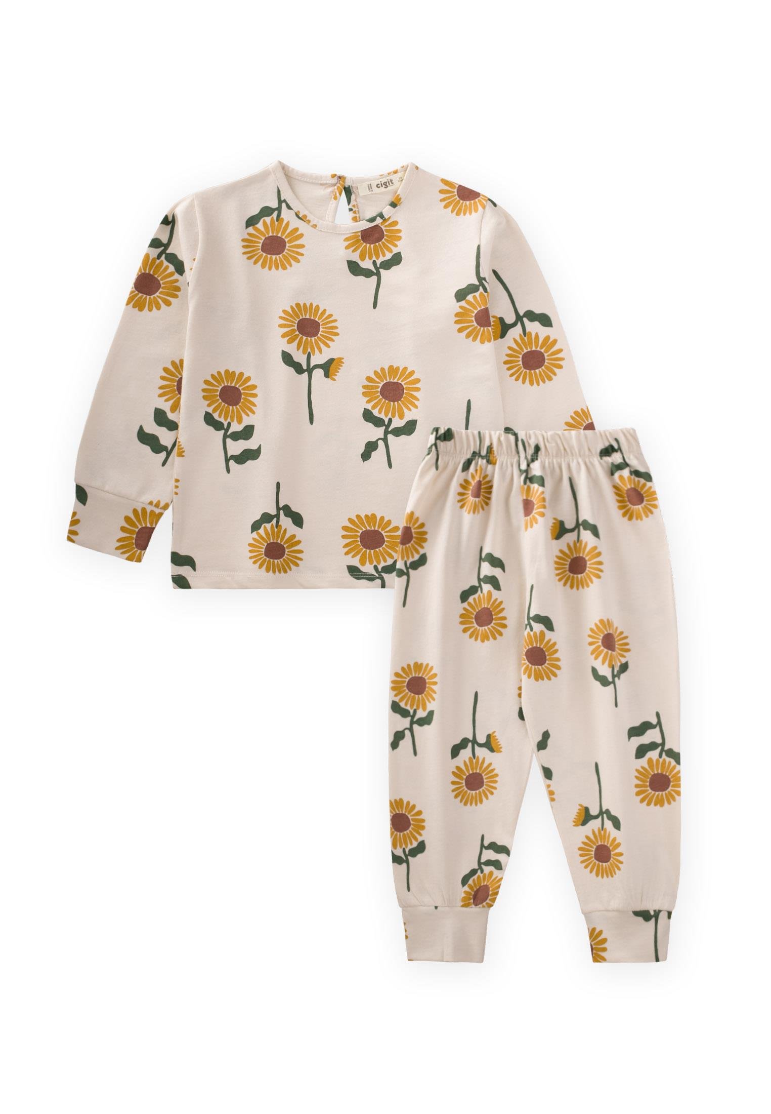 CigitDesenli Pijama Takım 2-10 Yaş AYÇİÇEĞİ DESEN