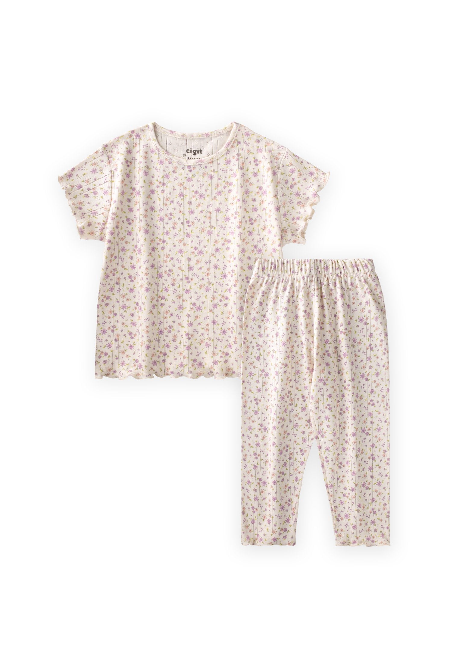 CigitDesenli Pijama Takımı 1-8 Yaş ÇITIR ÇİÇEK DESEN