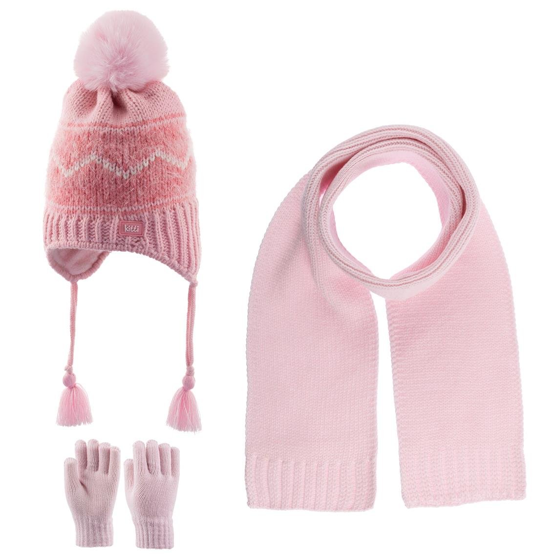 Cigit4-8 Yaş Atkı Bere Eldiven 3 lü Takım PEMBE