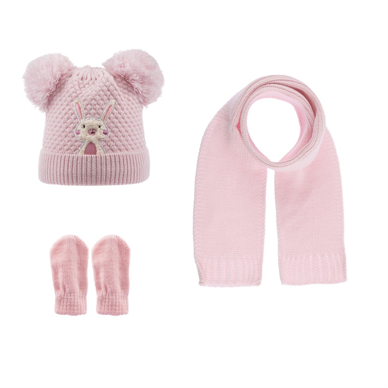 CigitŞapka Atkı Eldiven Set 0-18 Ay PEMBE