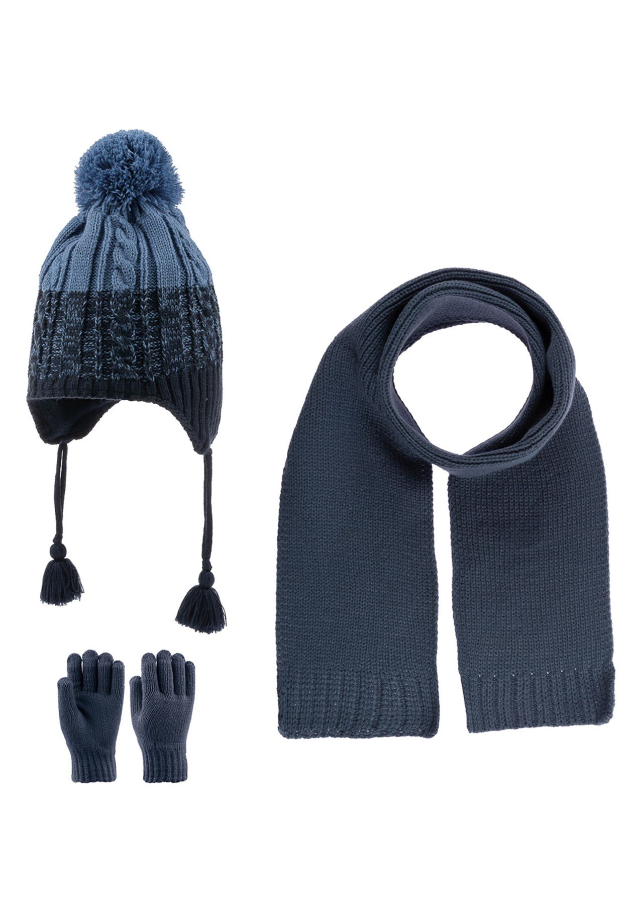 CigitŞapka Atkı Eldiven Set 4-8 Yaş LACİVERT