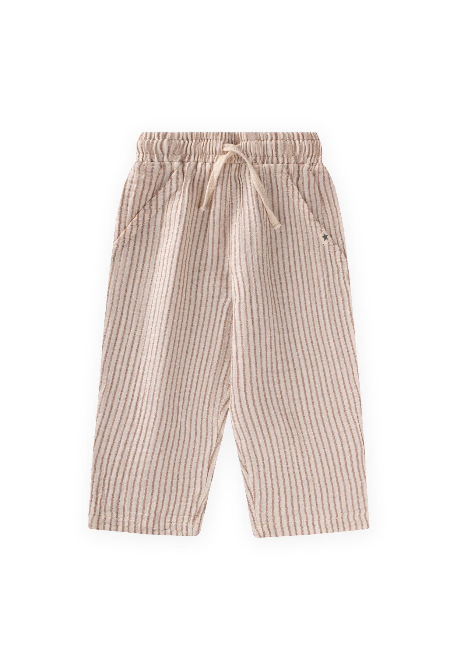 CigitMüslin Pantolon 1-7 Yaş KAHVE İNCE ÇİZGİ