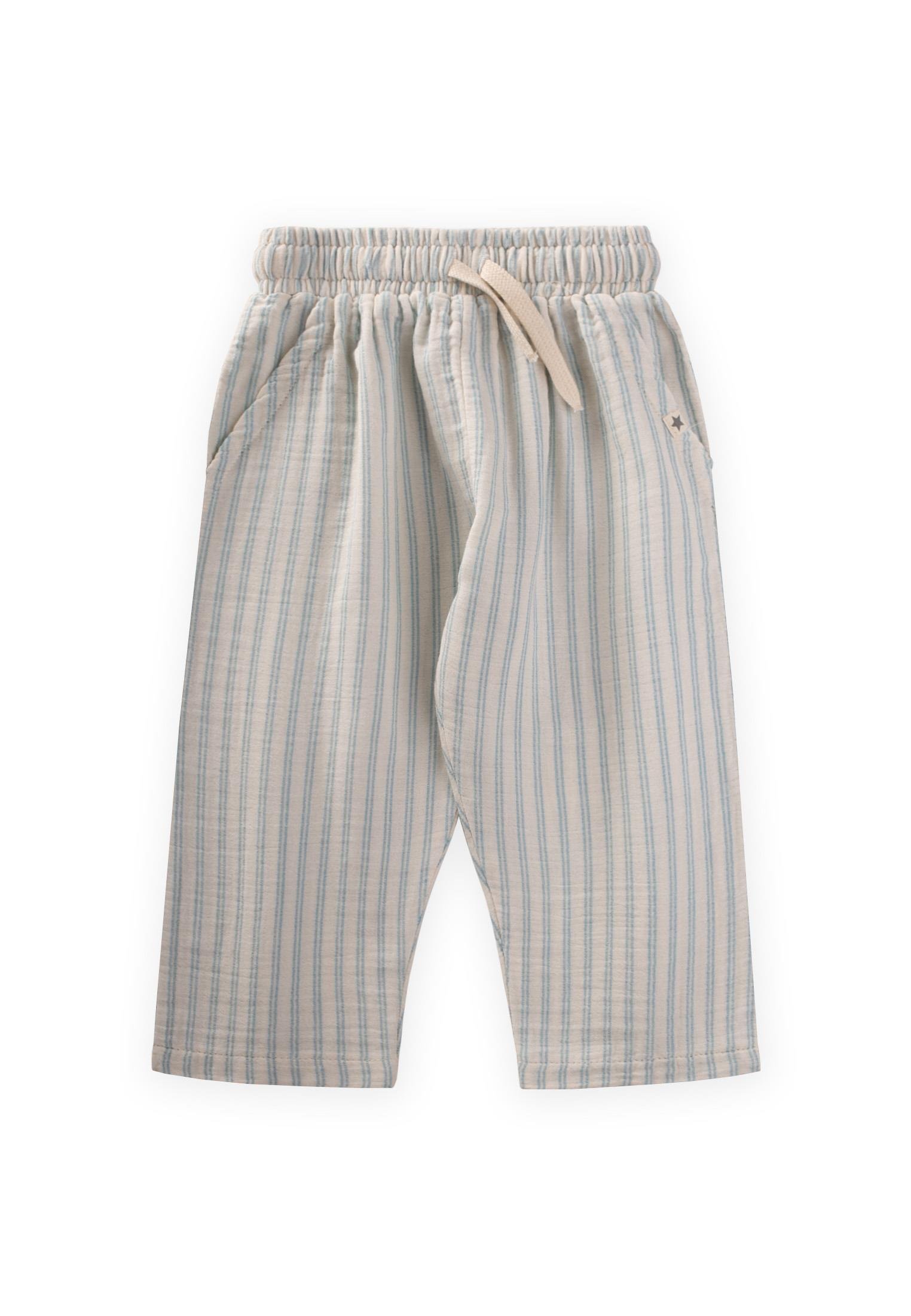 CigitMüslin Pantolon 1-10 Yaş MAVİ ÇİFT ÇİZGİLİ