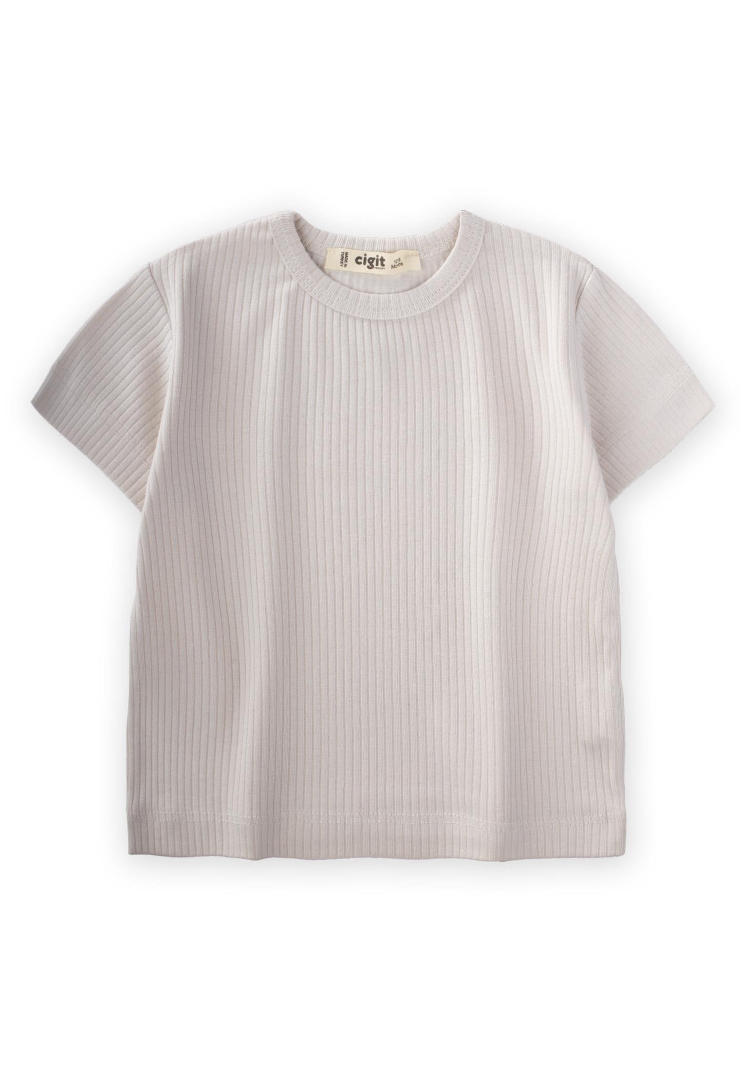 CigitBasic Fitilli T-Shırt 1-5 Yaş KIRIK BEYAZ