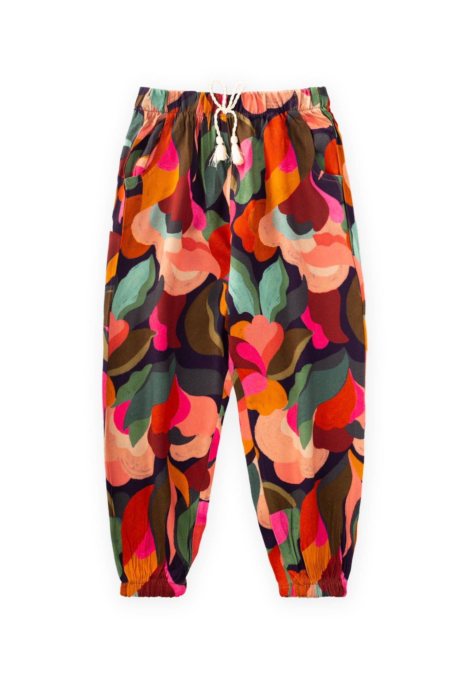 CigitDesenli Viskon Şalvar 2-10 Yaş HAKİ YEŞİL