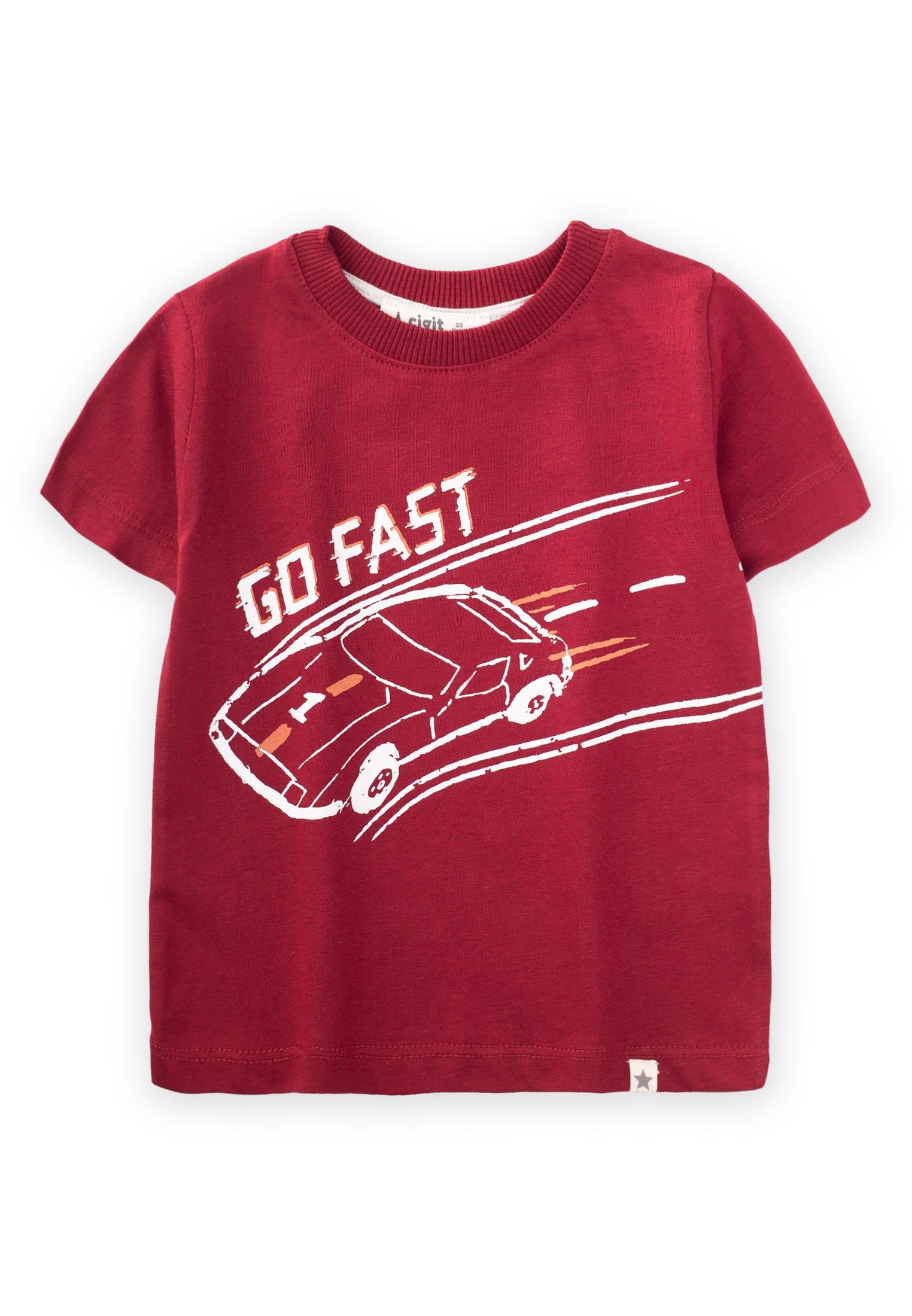 CigitGo Fast Baskılı T-Shırt 2-7 Yaş BORDO