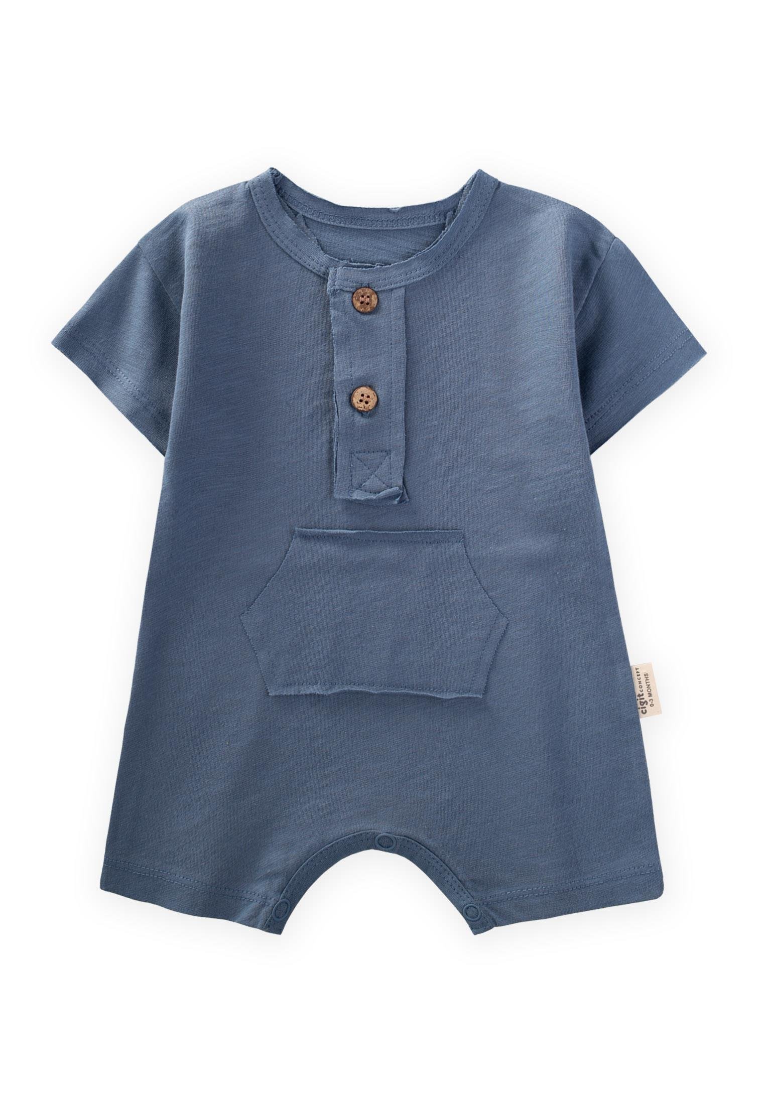 CigitKanguru Cepli Pis Dikişli Tulum 0-3 Yaş İNDİGO MAVİ