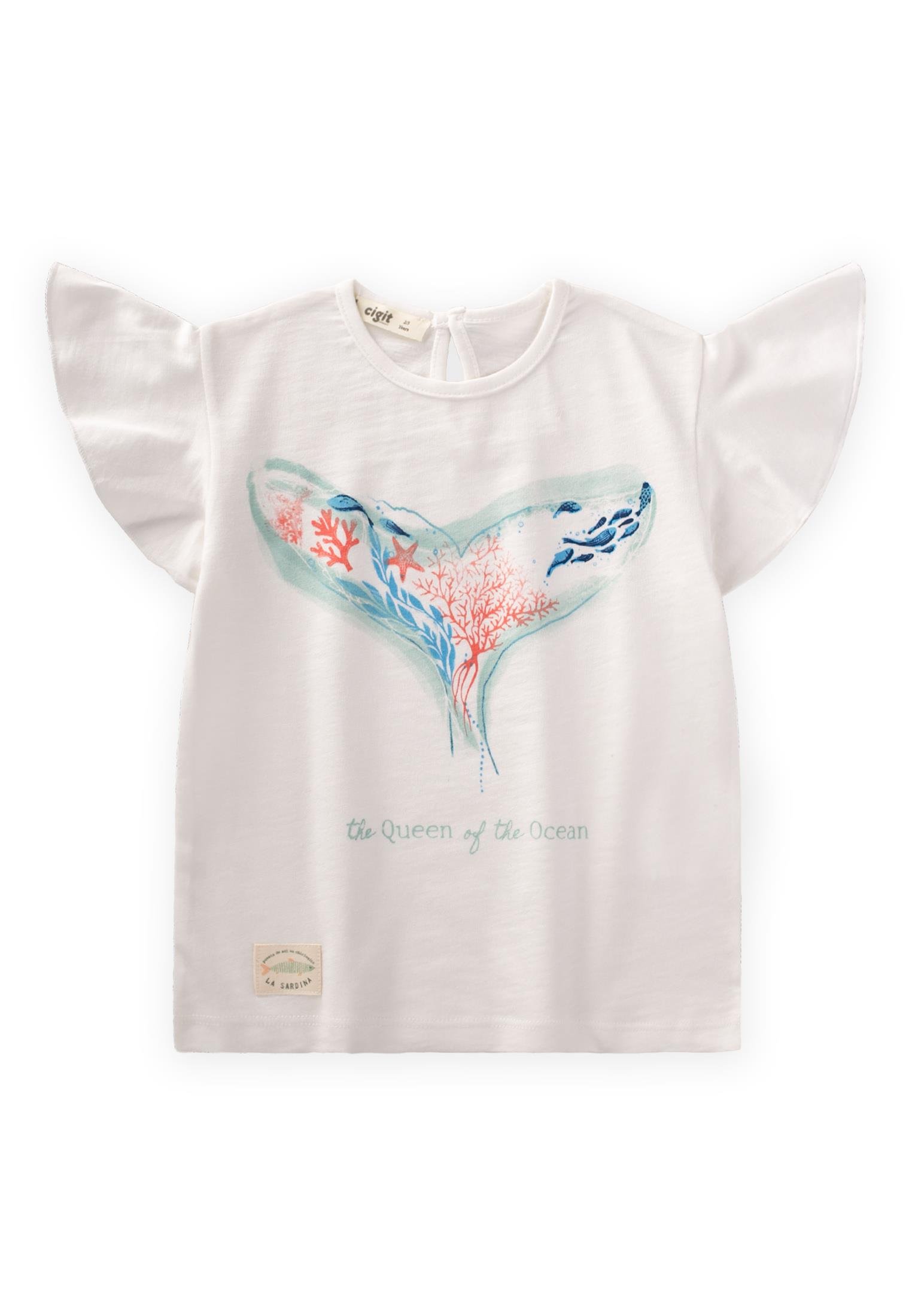 CigitOkyanus Temalı T-Shırt 2-8 Yaş KIRIK BEYAZ