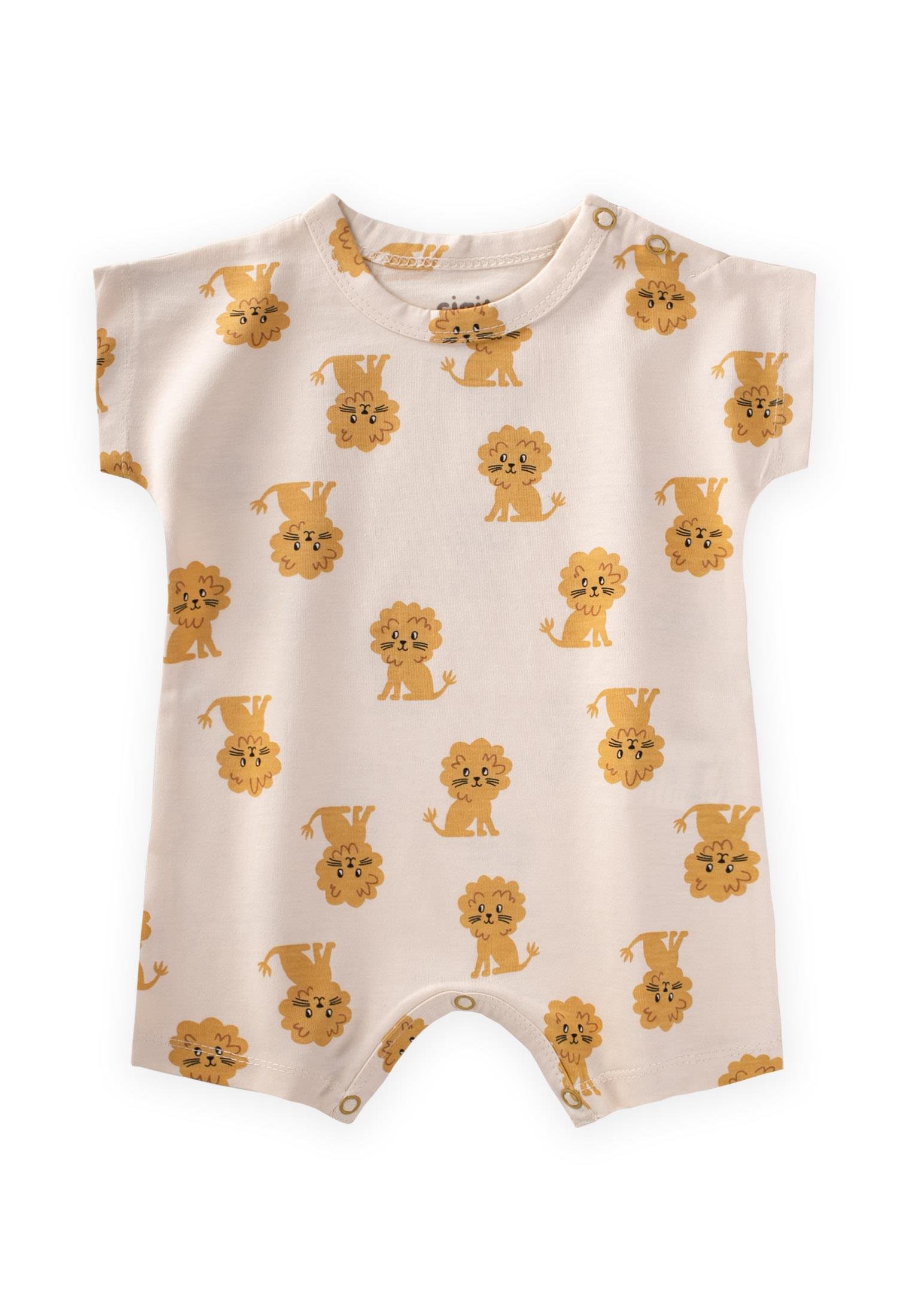 CigitYarasa Kol Desenli Tulum 0-3 Yaş EKRU