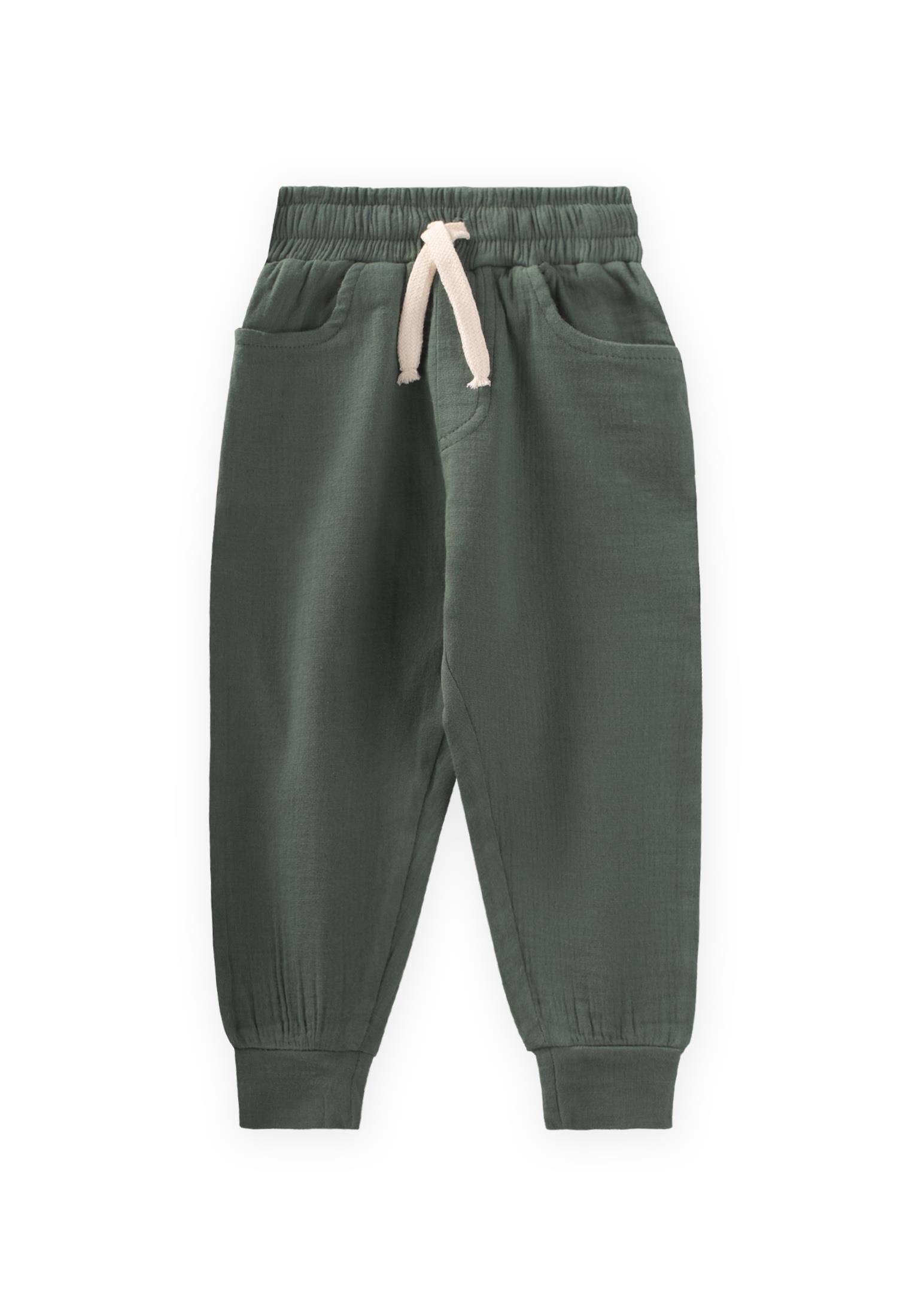 CigitMüslin Likralı Pantolon 1-10 Yaş HAKİ YEŞİL