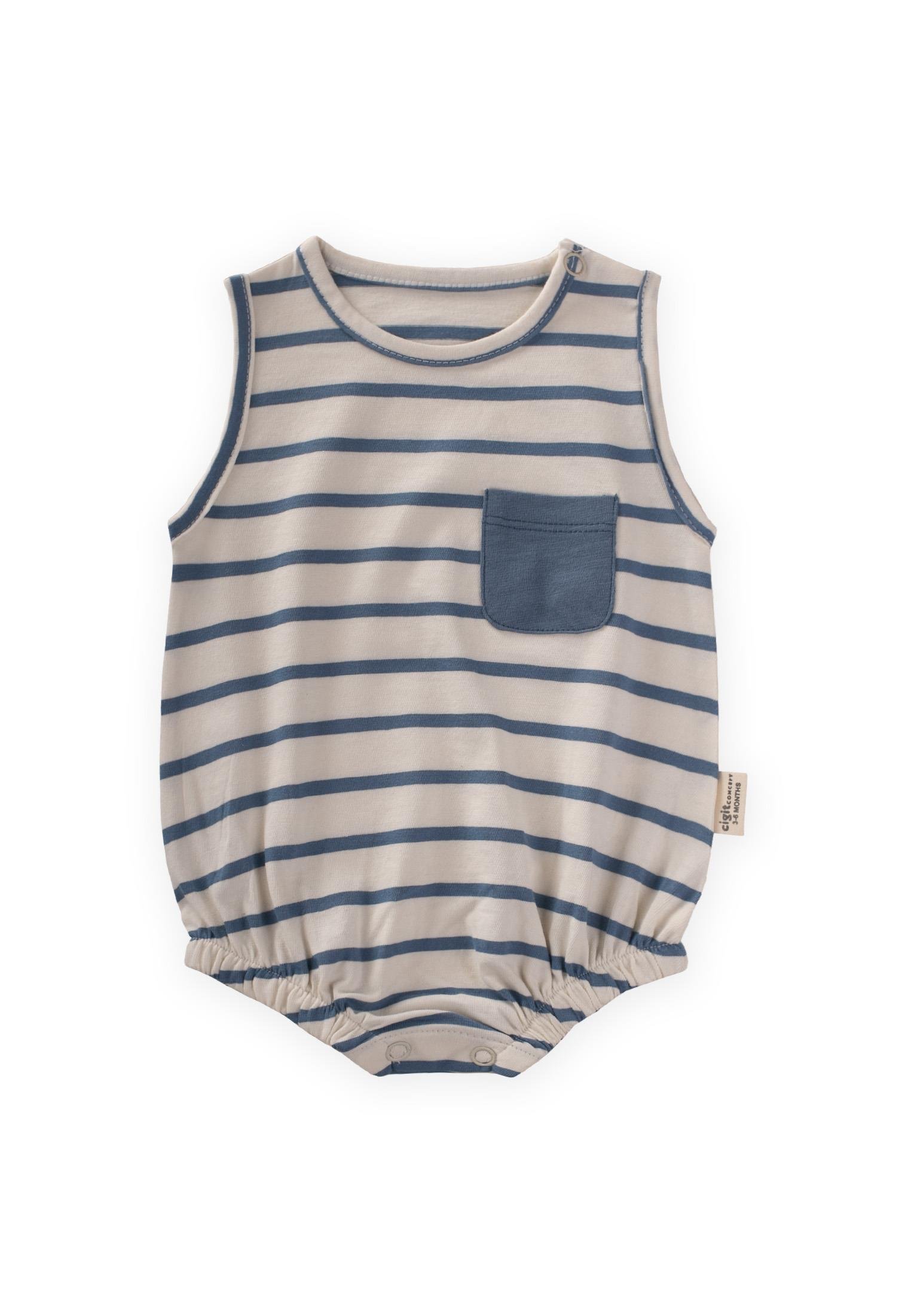 CigitÇizgili Cepli Zıbın 0-3 Yaş İNDİGO MAVİ