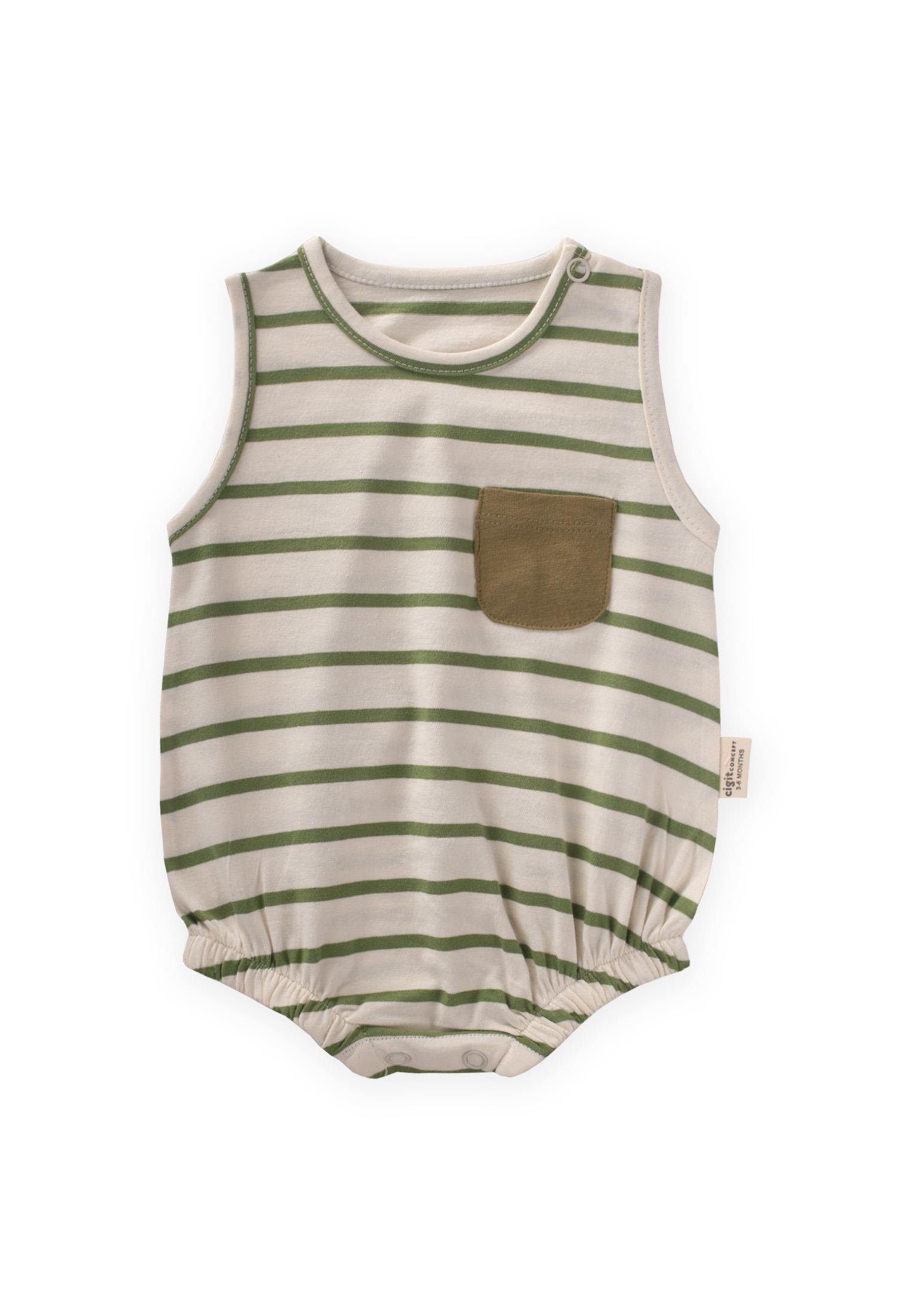 CigitÇizgili Cepli Zıbın 0-3 Yaş YAĞ YEŞİLİ