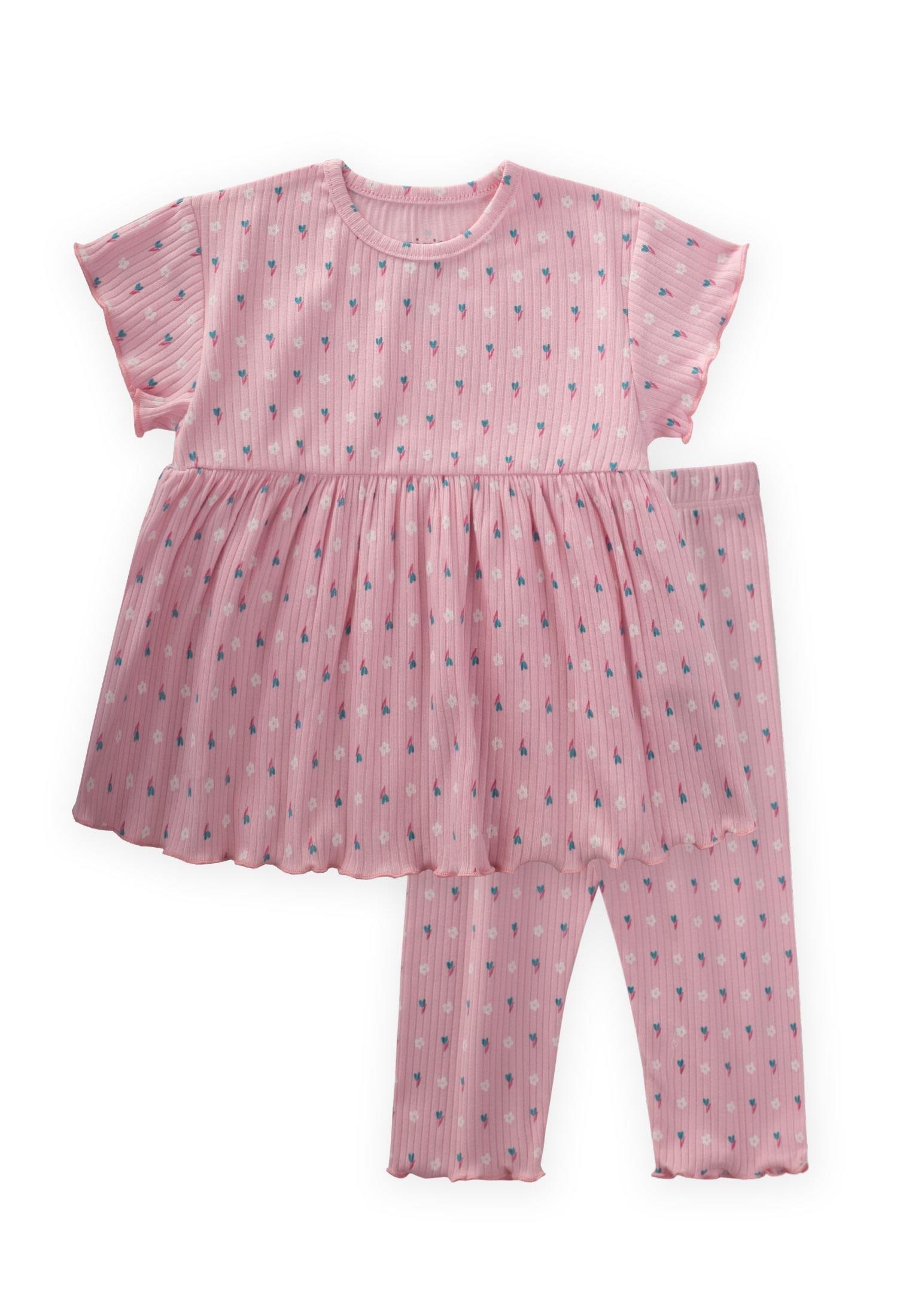 CigitDesenli Fitilli Tunik Takım 1-8 Yaş PEMBE