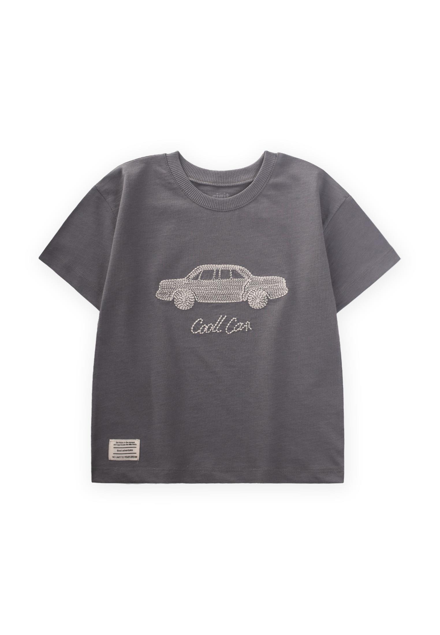 CigitPunto Araba Nakışlı T-Shırt 2-10 Yaş GRİ