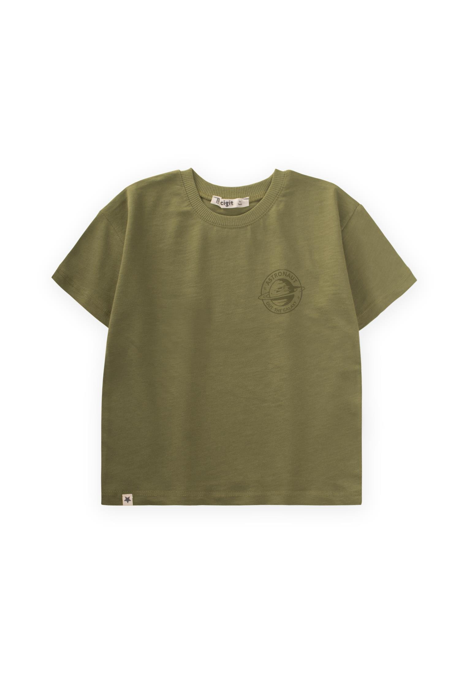 CigitAstranot Baskılı T-Shırt 2-10 Yaş OLİVE