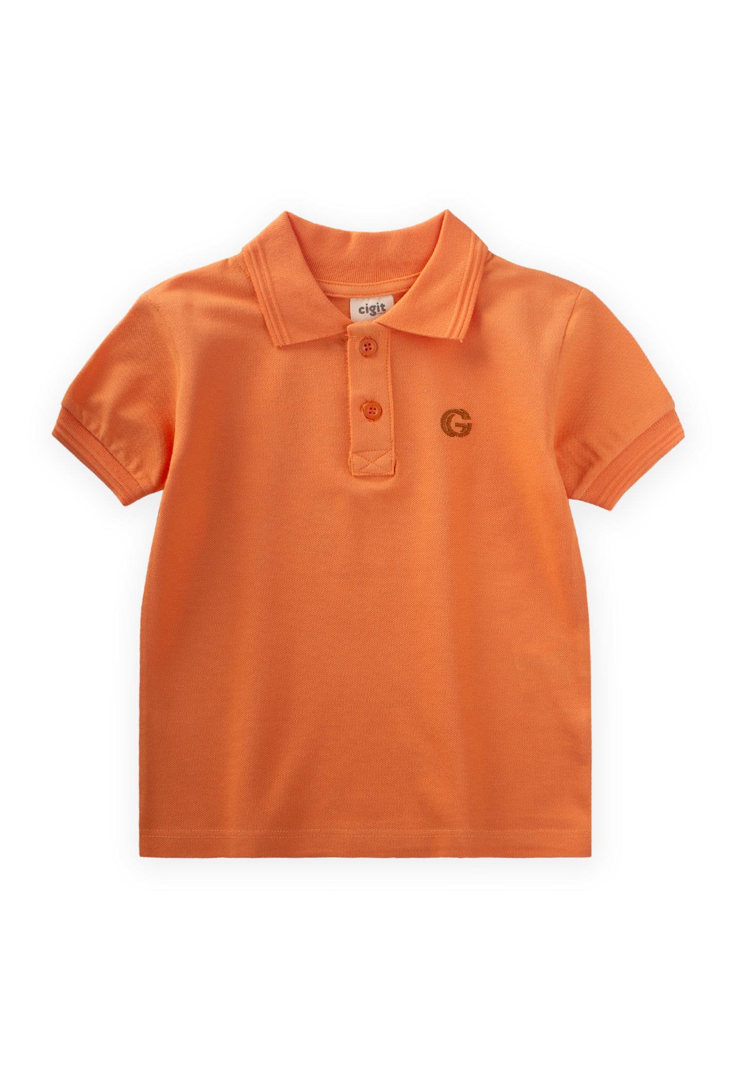 CigitKabartmalı Polo Yaka T-Shırt 2-10 Yaş TURUNCU