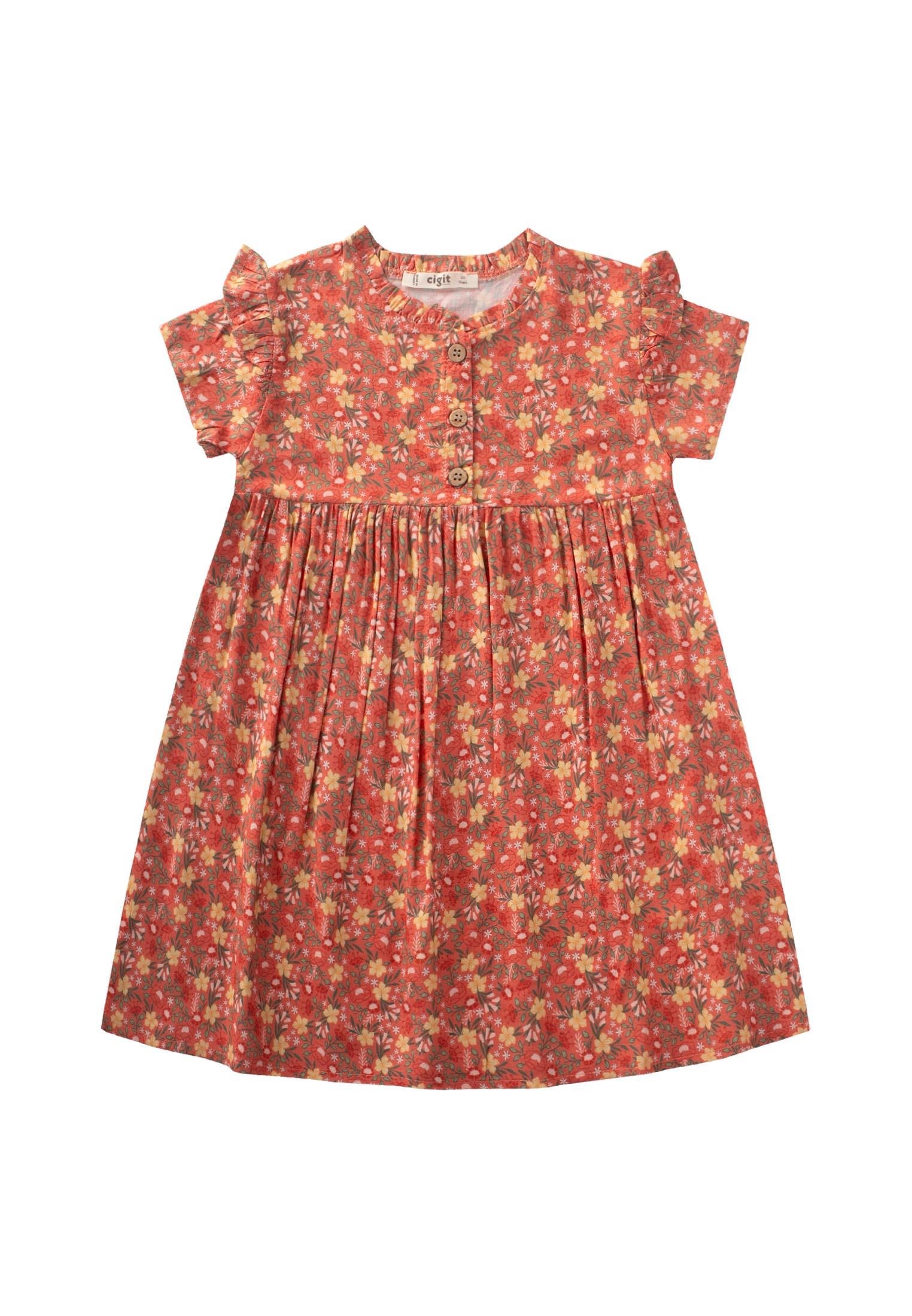 CigitÇiçek Desenli Viskon Elbise 2-10 Yaş YAVRUAĞZI