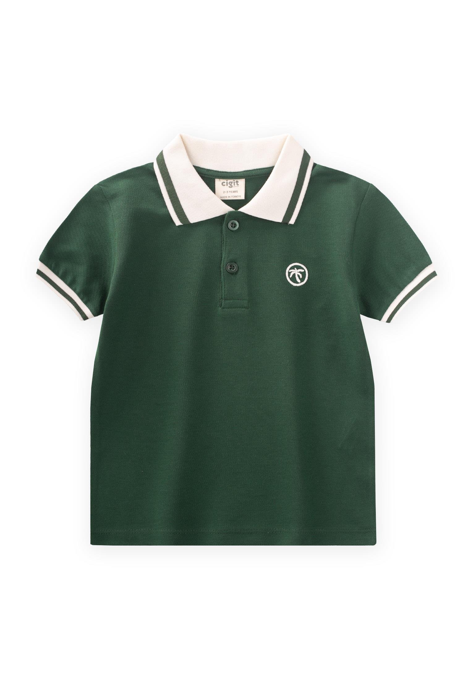 CigitPolo Yaka T-Shırt 2-10 Yaş HAKİ YEŞİL