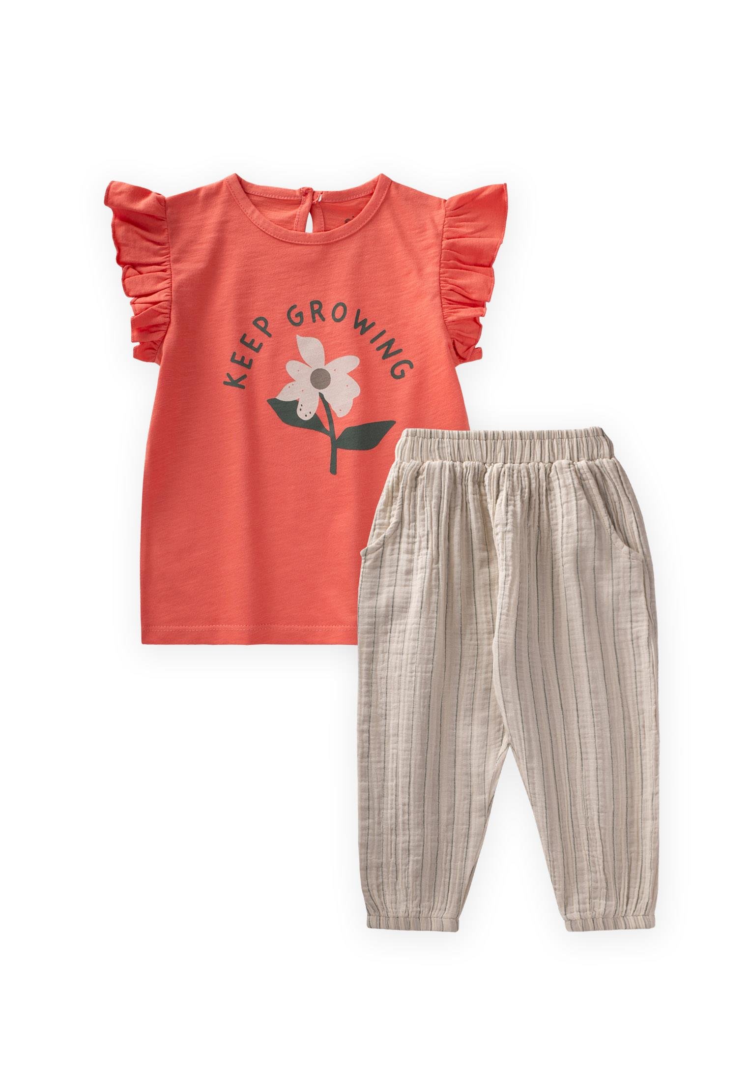 CigitBaskılı T-Shırt Takım 2-8 Yaş MERCAN