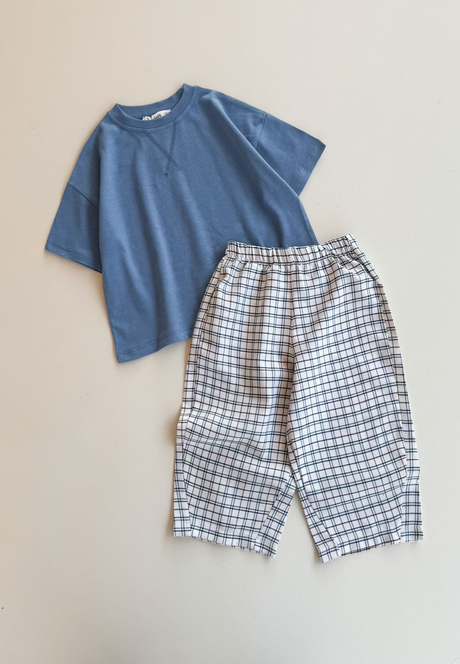 CigitOversize T-Shirt Takım 2-10 Yaş MAVİ