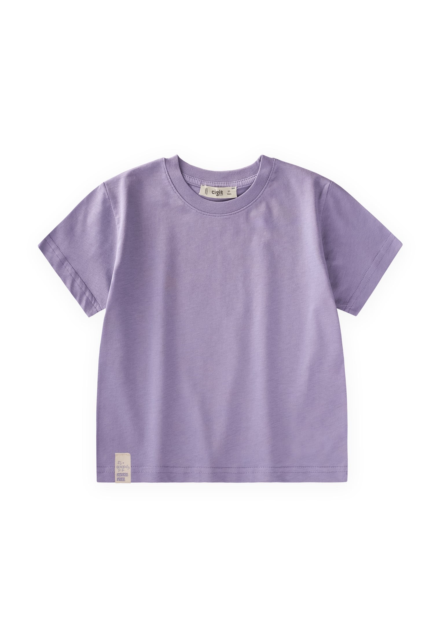 CigitEtiket Detaylı T-Shirt 2-10 Yaş LİLA
