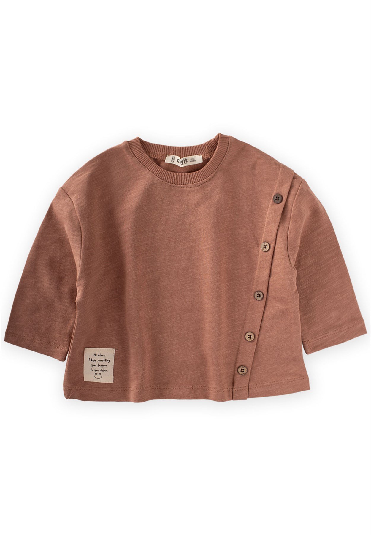 70938 - 5068CigitOversize Sahte Patlı Sweat 1-6 Yaş A.KAHVE