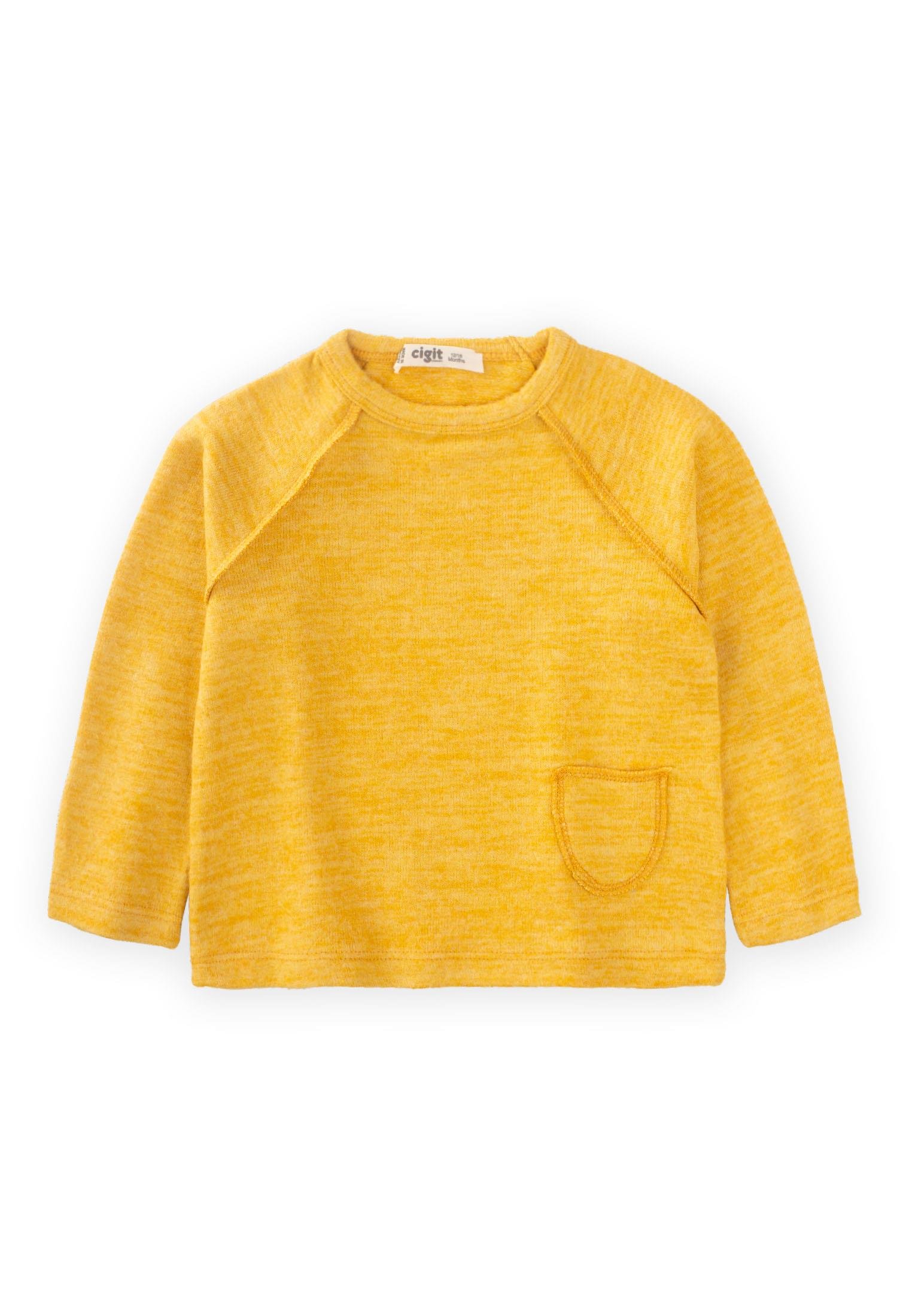 CigitKırçıllı Reglan Kol Mevsimlik Sweat 1-5 Yaş HARDAL SARI