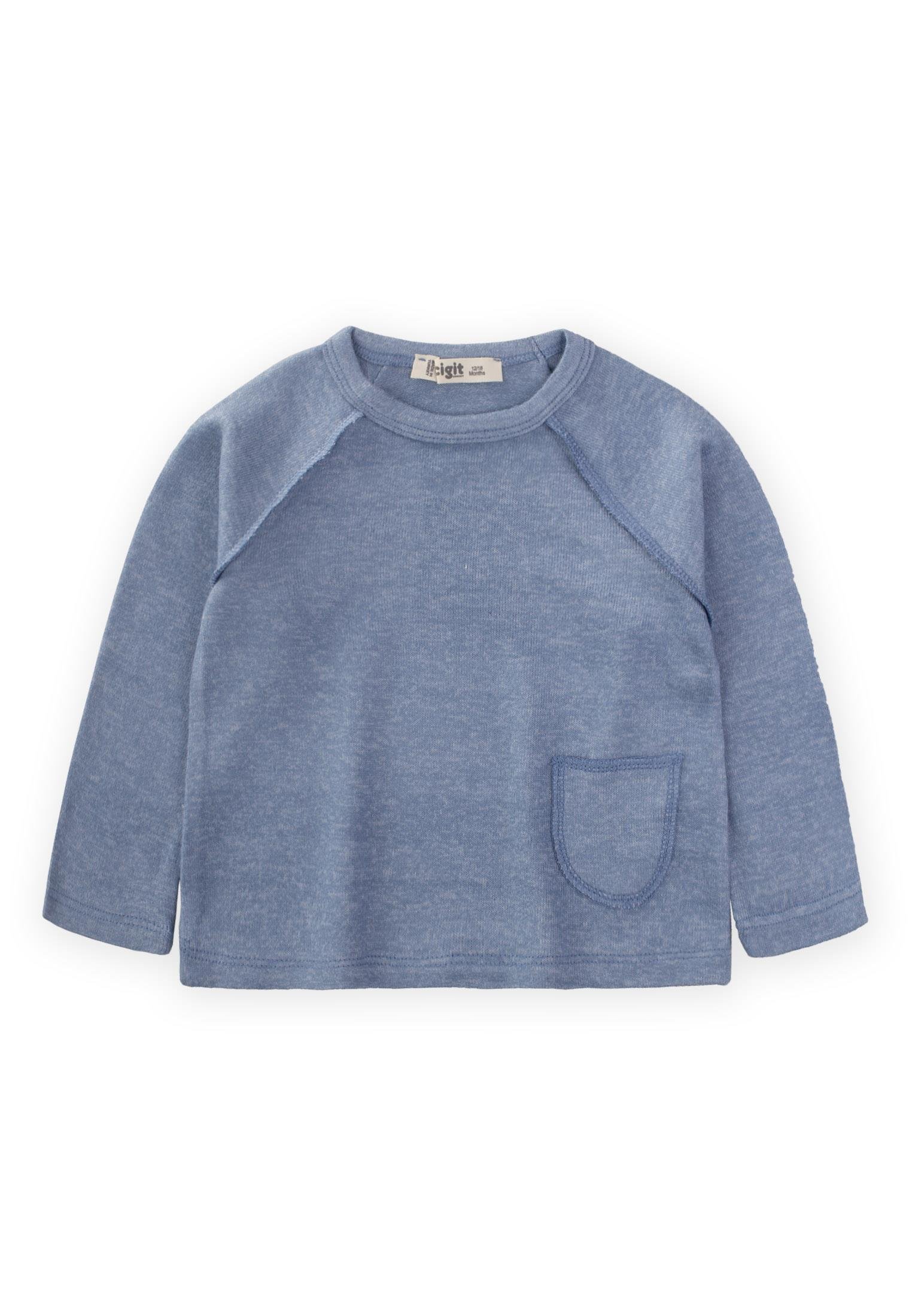 CigitKırçıllı Reglan Kol Mevsimlik Sweat 1-5 Yaş İNDİGO MAVİ