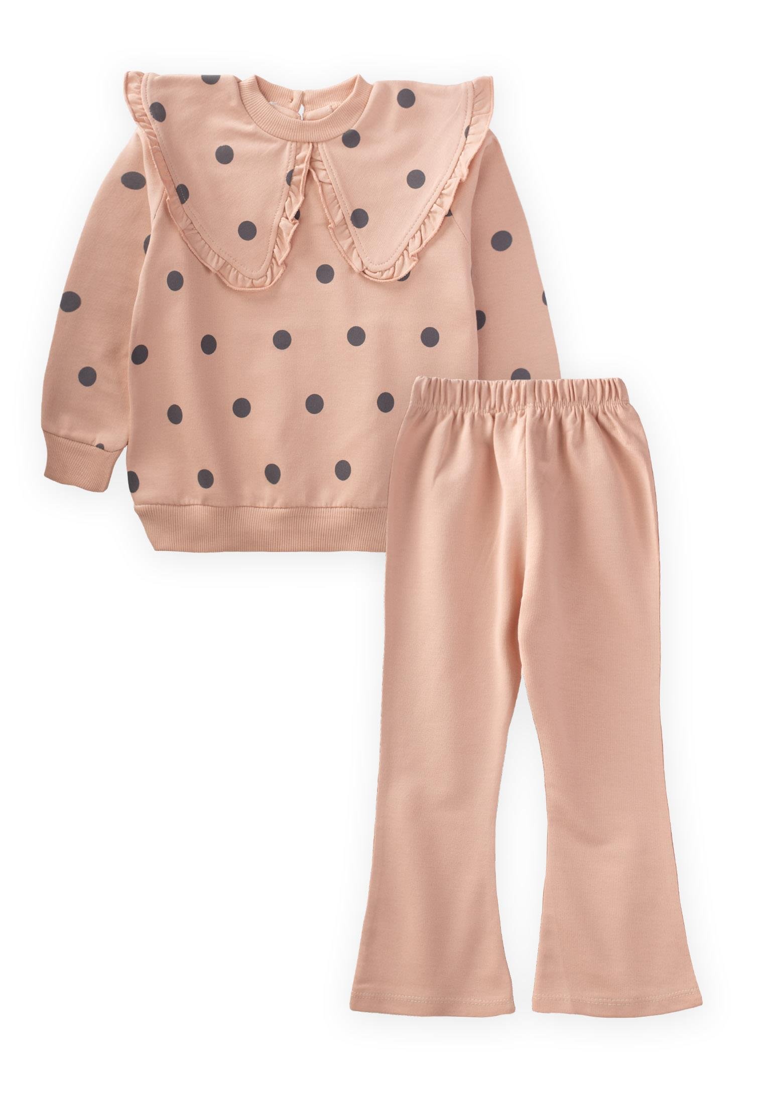 CigitPuantiyeli Yakalı Mevsimlik Kız Takım 1-5 Yaş PUDRA