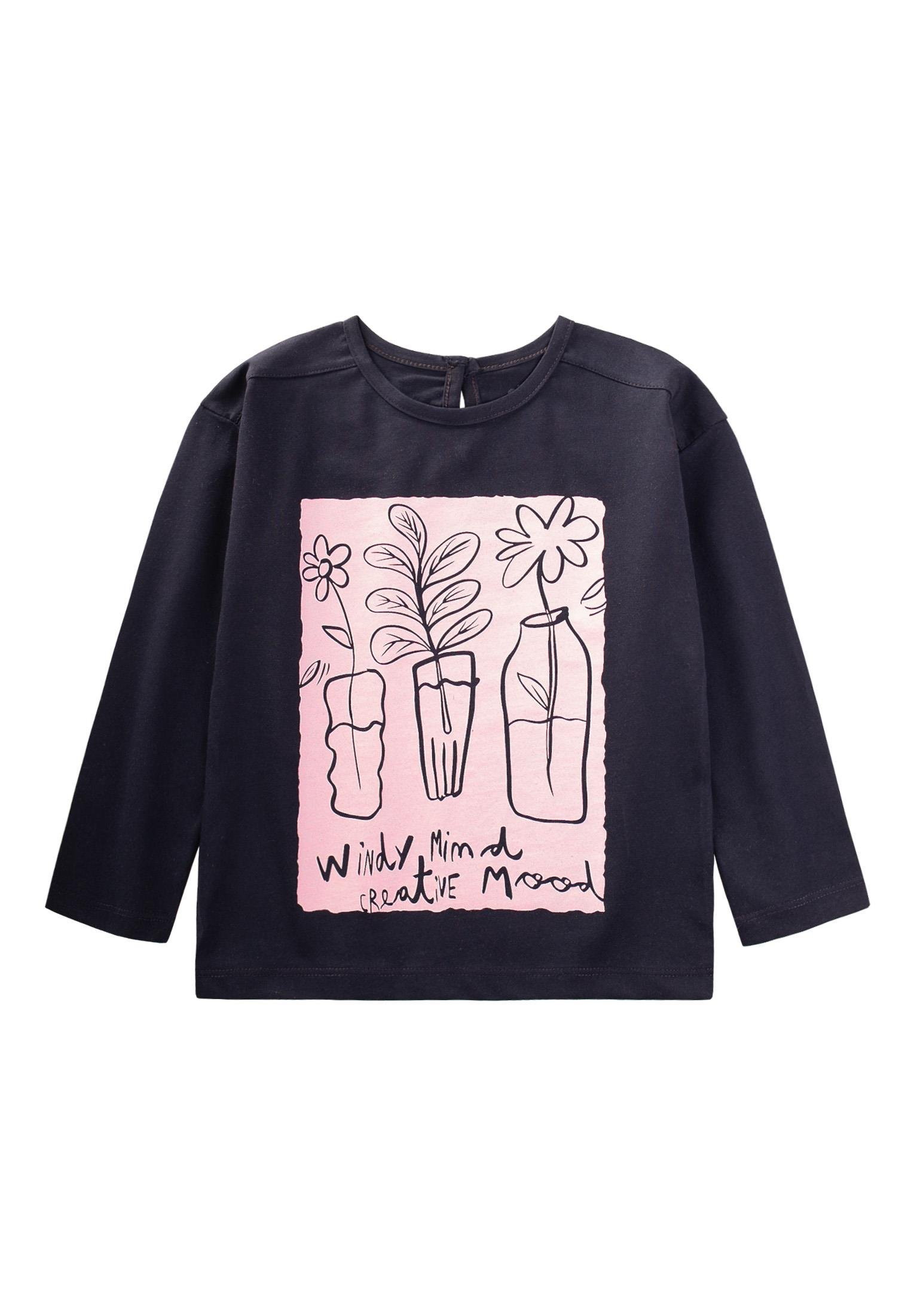 CigitÇiçek Baskılı Mevsimlik T-Shırt 2-10 Yaş ANTRASİT