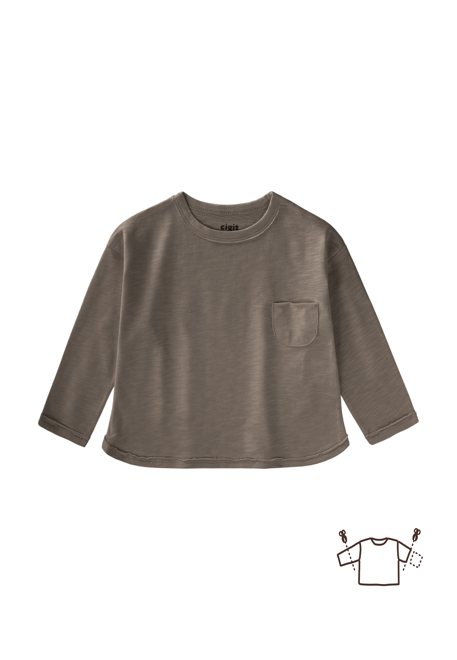 CigitUzun Kollu Mevsimlik T-Shırt 1-7 Yaş VİZON