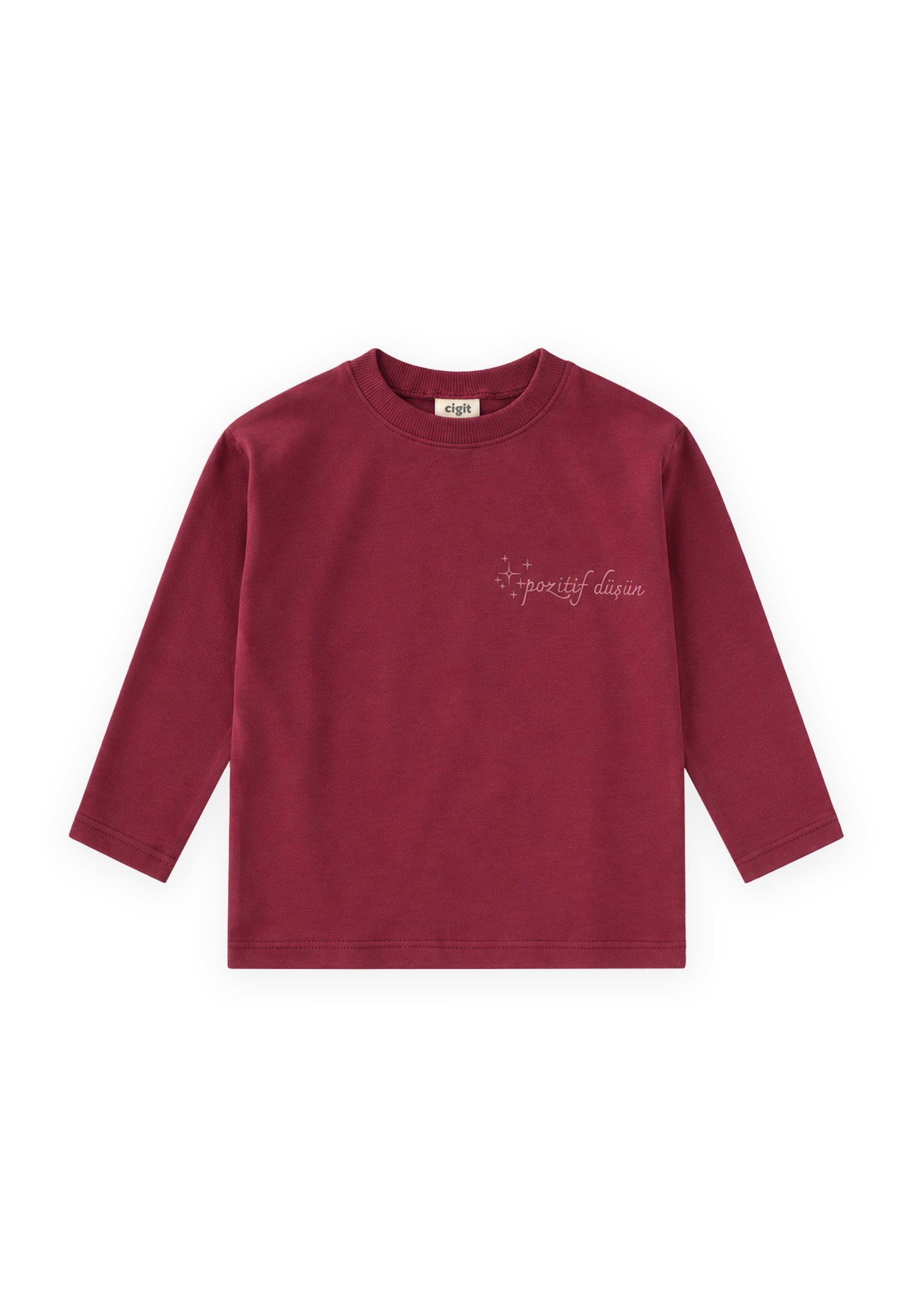 CigitSloganlı Uzun Kollu T-Shirt 2-10 Yaş BORDO